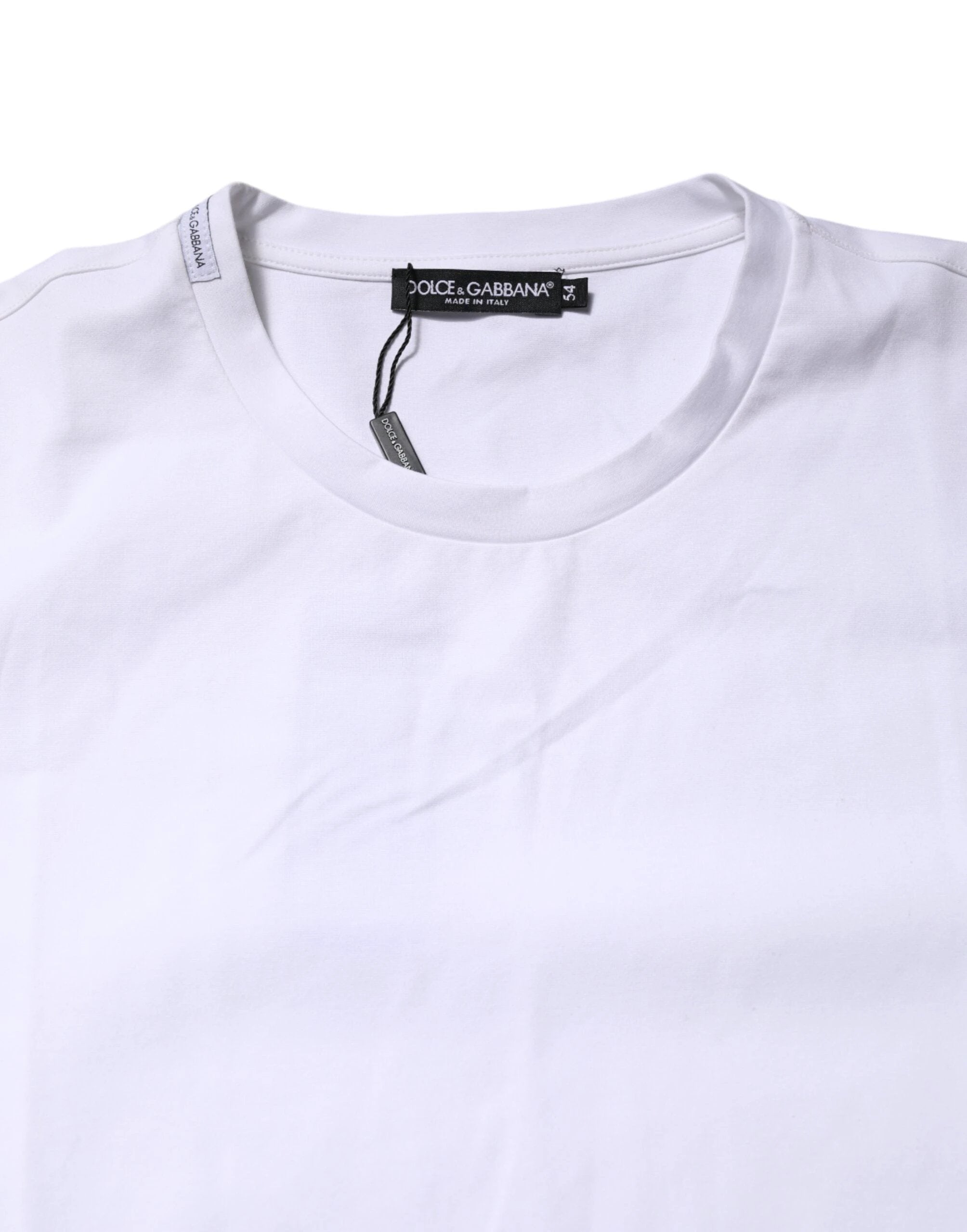 Dolce & Gabbana White Cotton Short Sleeves Crew Neck T-shirt by Dolce & Gabbana