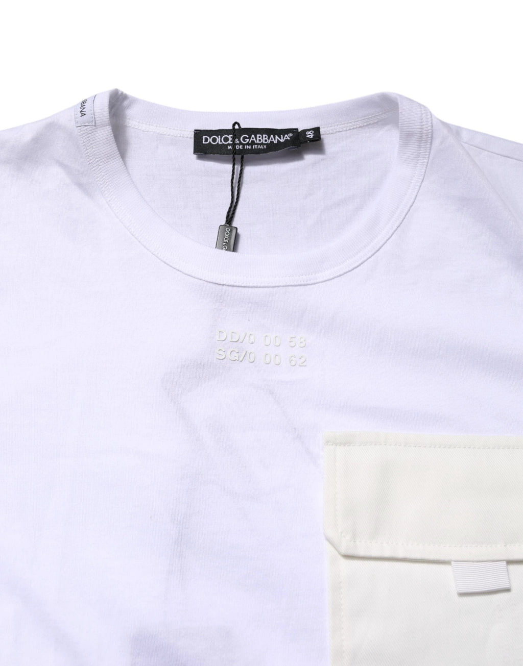 Dolce & Gabbana White Cotton Pocket Short Sleeves T-shirt by Dolce & Gabbana