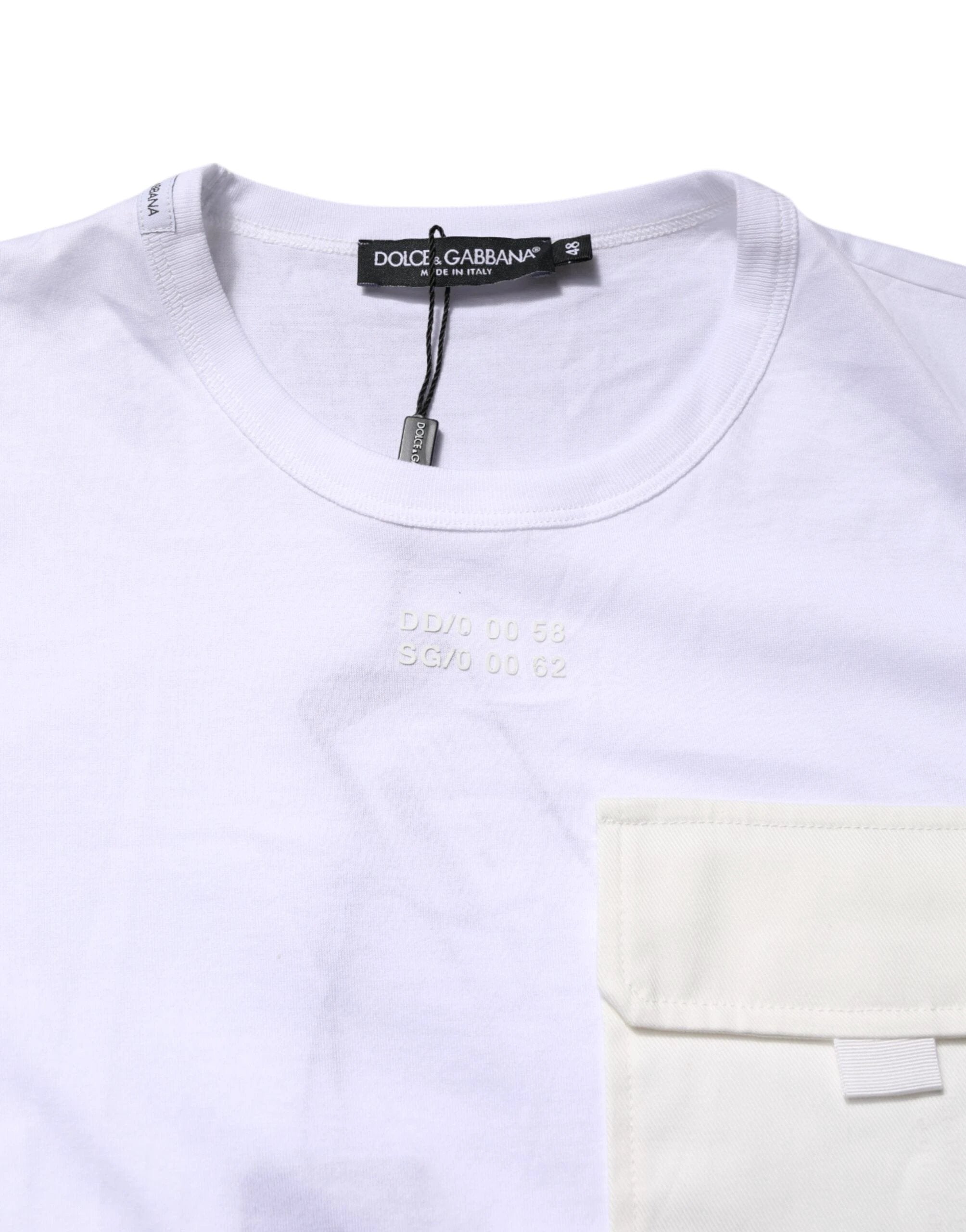 Dolce & Gabbana White Cotton Pocket Short Sleeves T-shirt by Dolce & Gabbana