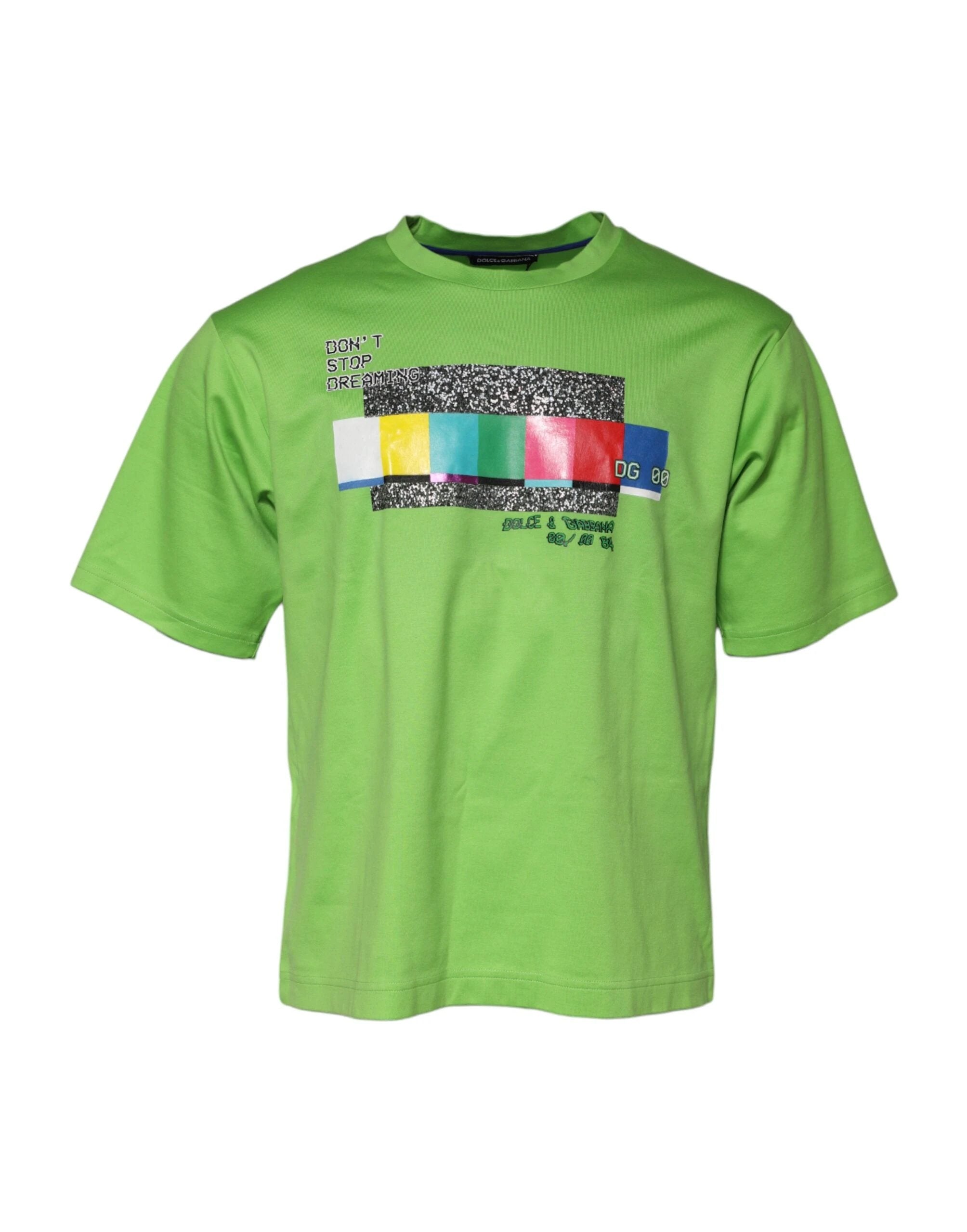 Dolce & Gabbana Green Graphic Printed Round Neck T-shirt by Dolce & Gabbana