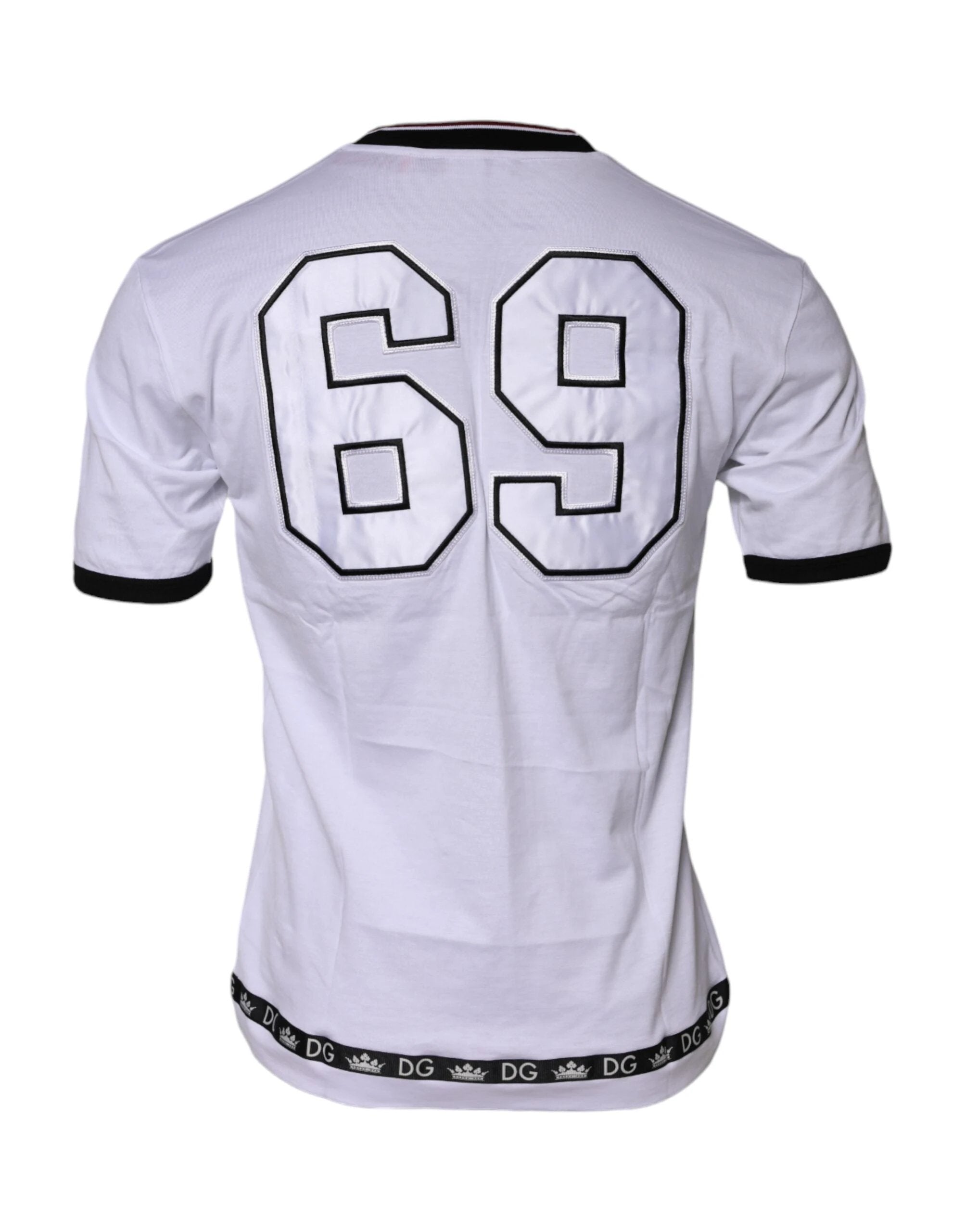 Dolce & Gabbana White Cotton Crown King Embroidery T-shirt by Dolce & Gabbana