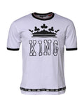 Dolce & Gabbana White Cotton Crown King Embroidery T-shirt by Dolce & Gabbana