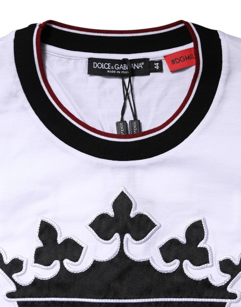 Dolce & Gabbana White Cotton Crown King Embroidery T-shirt by Dolce & Gabbana