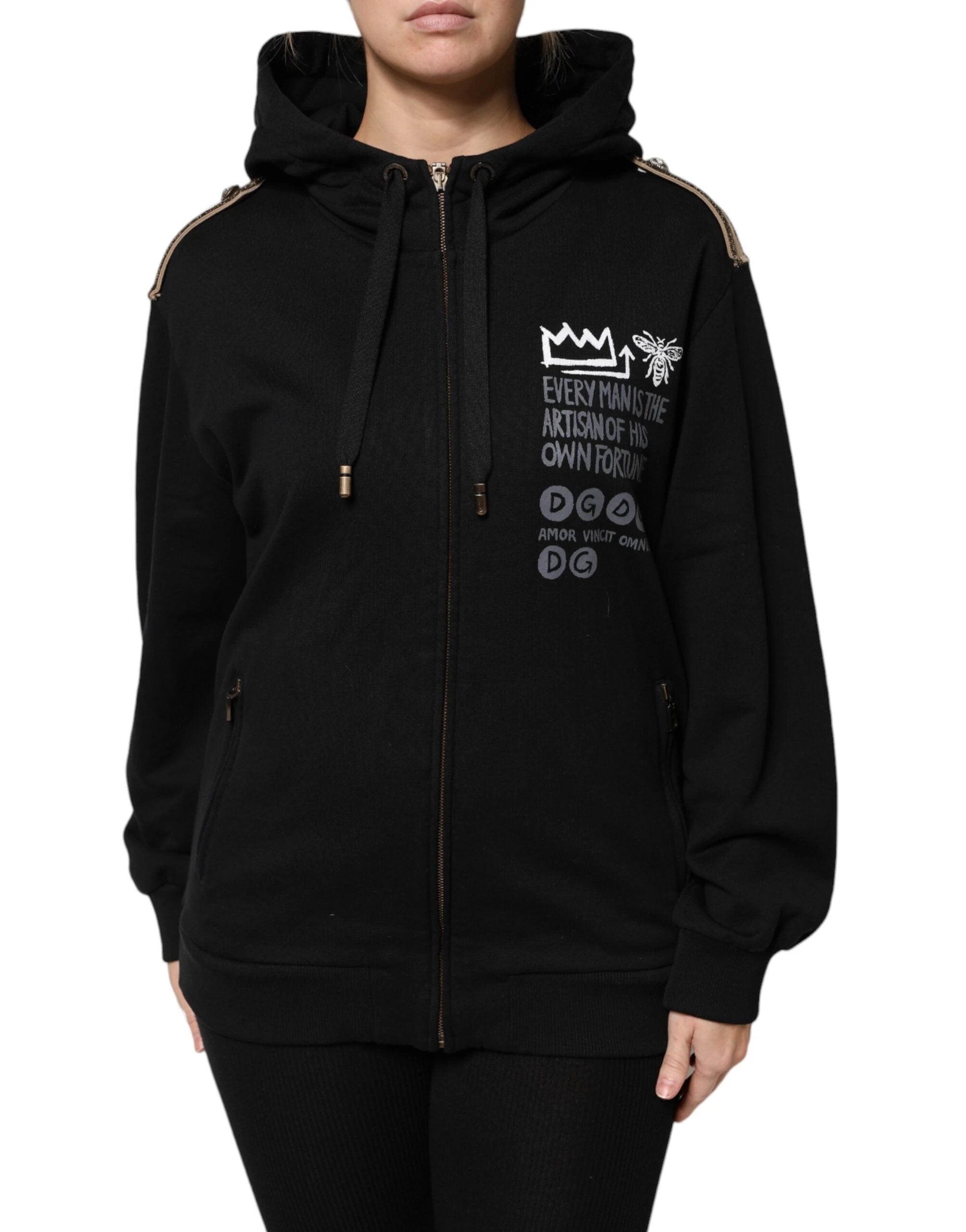 Dolce & Gabbana Black Logo Hooded Full Zip Sweatshirt Jacket by Dolce & Gabbana