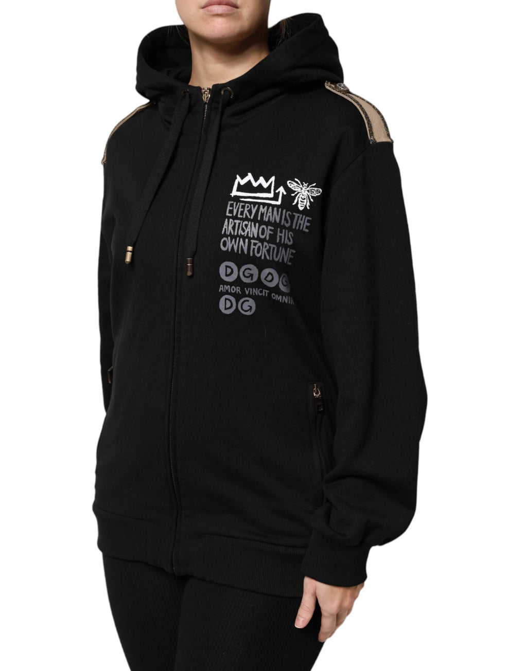 Dolce & Gabbana Black Logo Hooded Full Zip Sweatshirt Jacket by Dolce & Gabbana