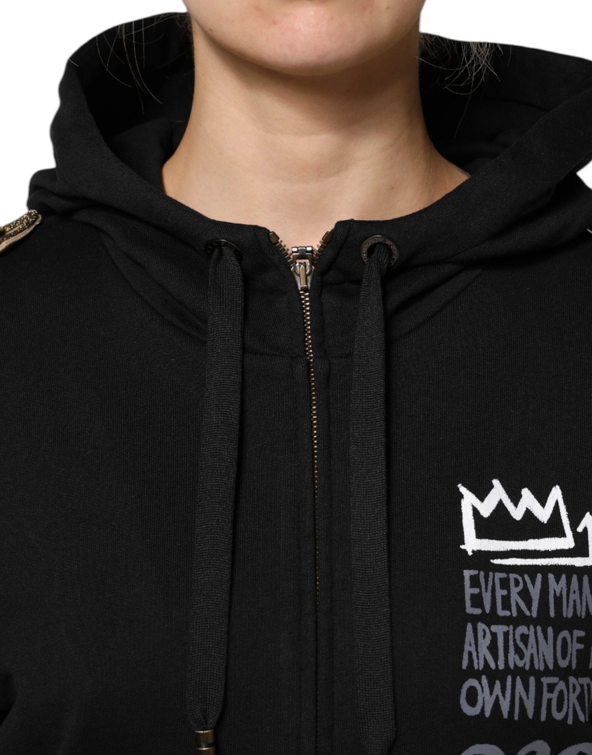 Dolce & Gabbana Black Logo Hooded Full Zip Sweatshirt Jacket by Dolce & Gabbana