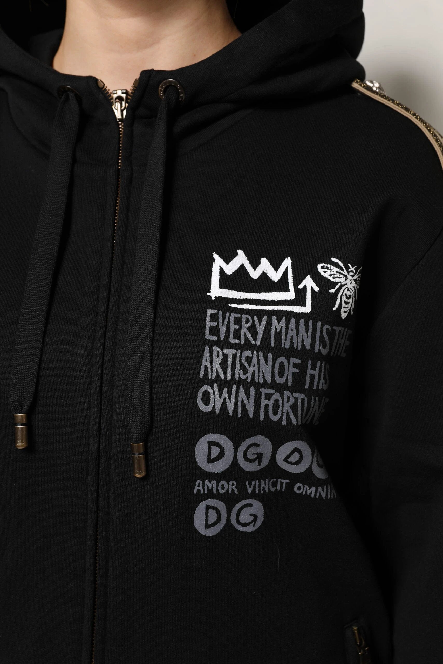 Dolce & Gabbana Black Logo Hooded Full Zip Sweatshirt Jacket by Dolce & Gabbana