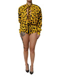 Dolce & Gabbana Yellow Leopard Long Sleeves Jumpsuit Dress by Dolce & Gabbana
