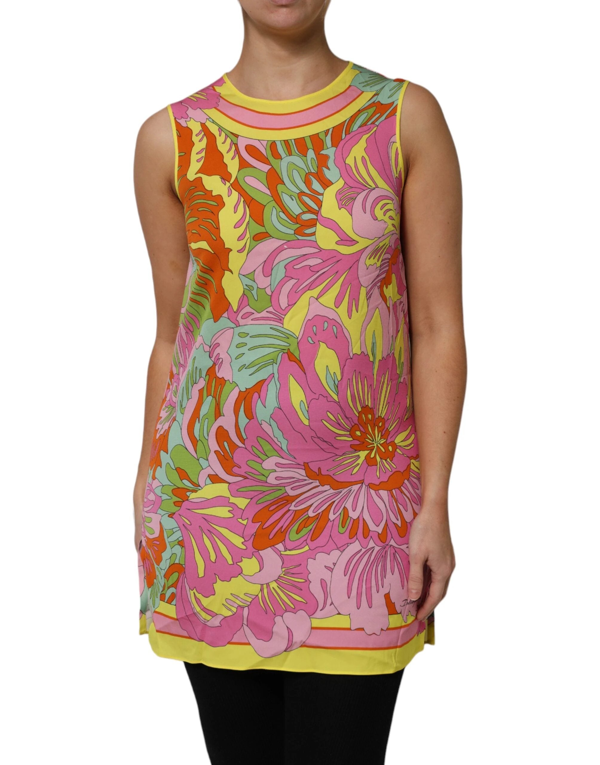 Dolce & Gabbana Multicolor Floral Roundneck Sleeveless Top by Dolce & Gabbana