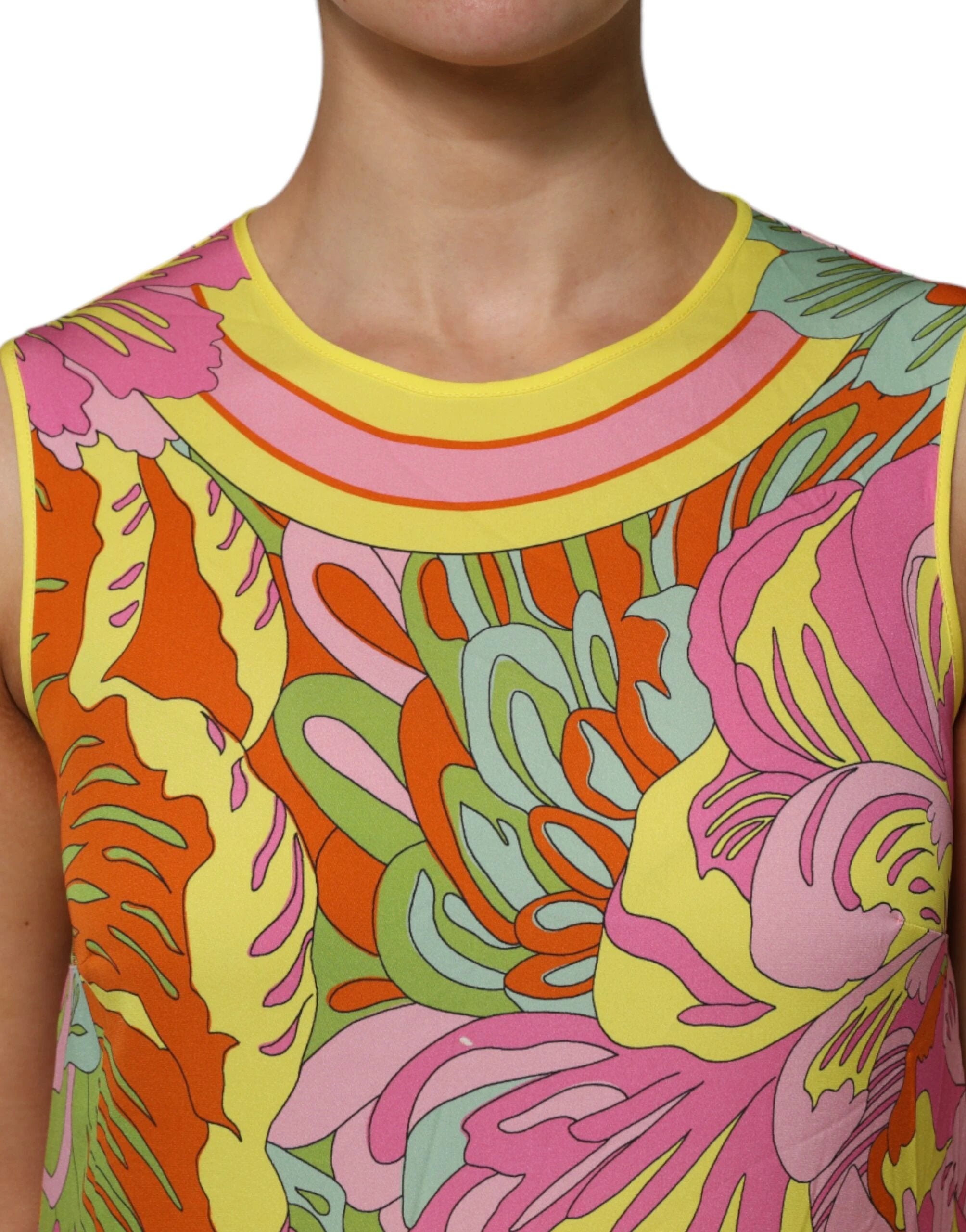 Dolce & Gabbana Multicolor Floral Roundneck Sleeveless Top by Dolce & Gabbana