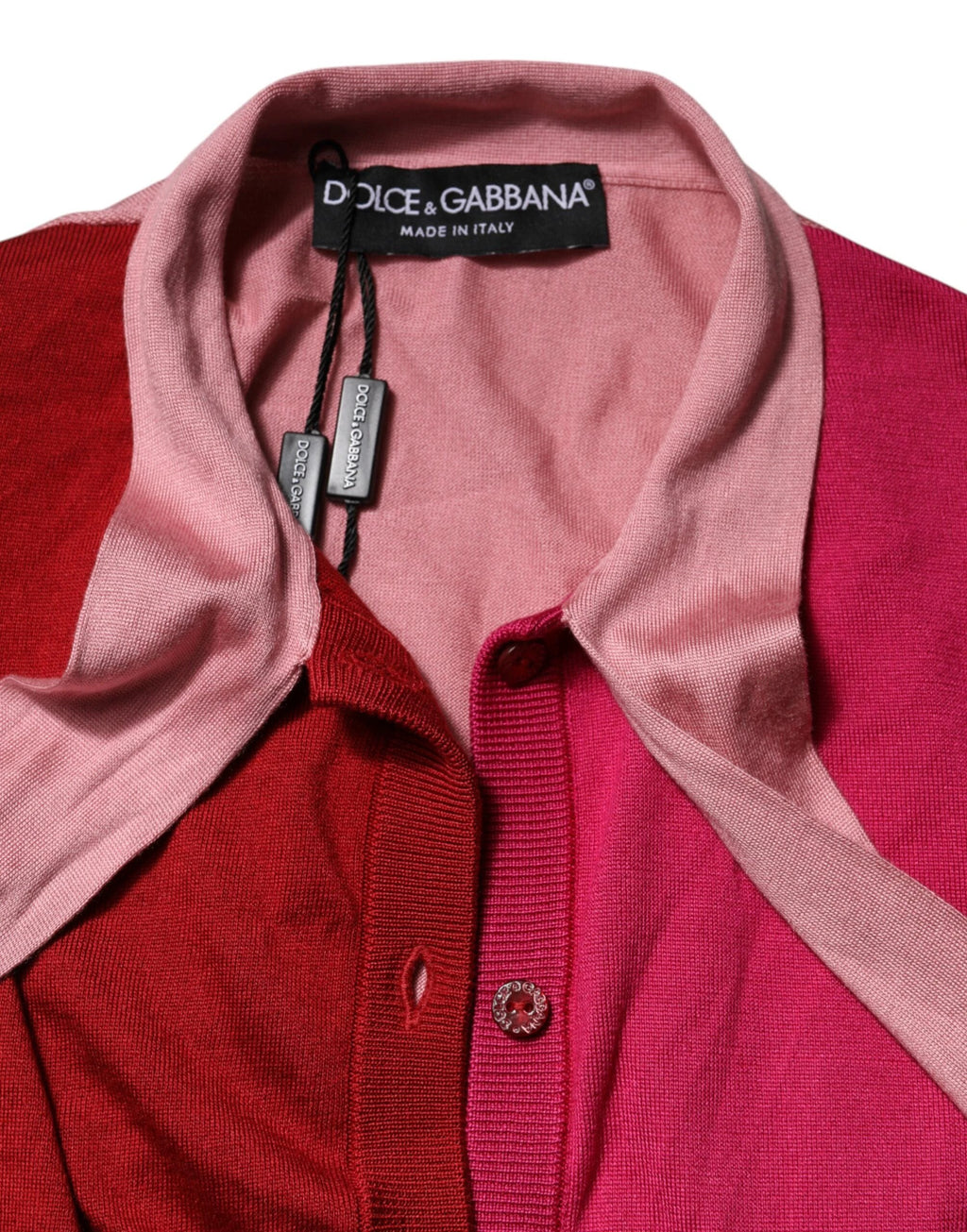 Dolce & Gabbana Pink Short Sleeves Buttoned Ascot Collar Top by Dolce & Gabbana