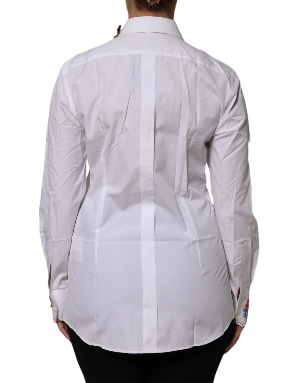 Dolce & Gabbana White Cotton Floral Embellished Shirt Top by Dolce & Gabbana