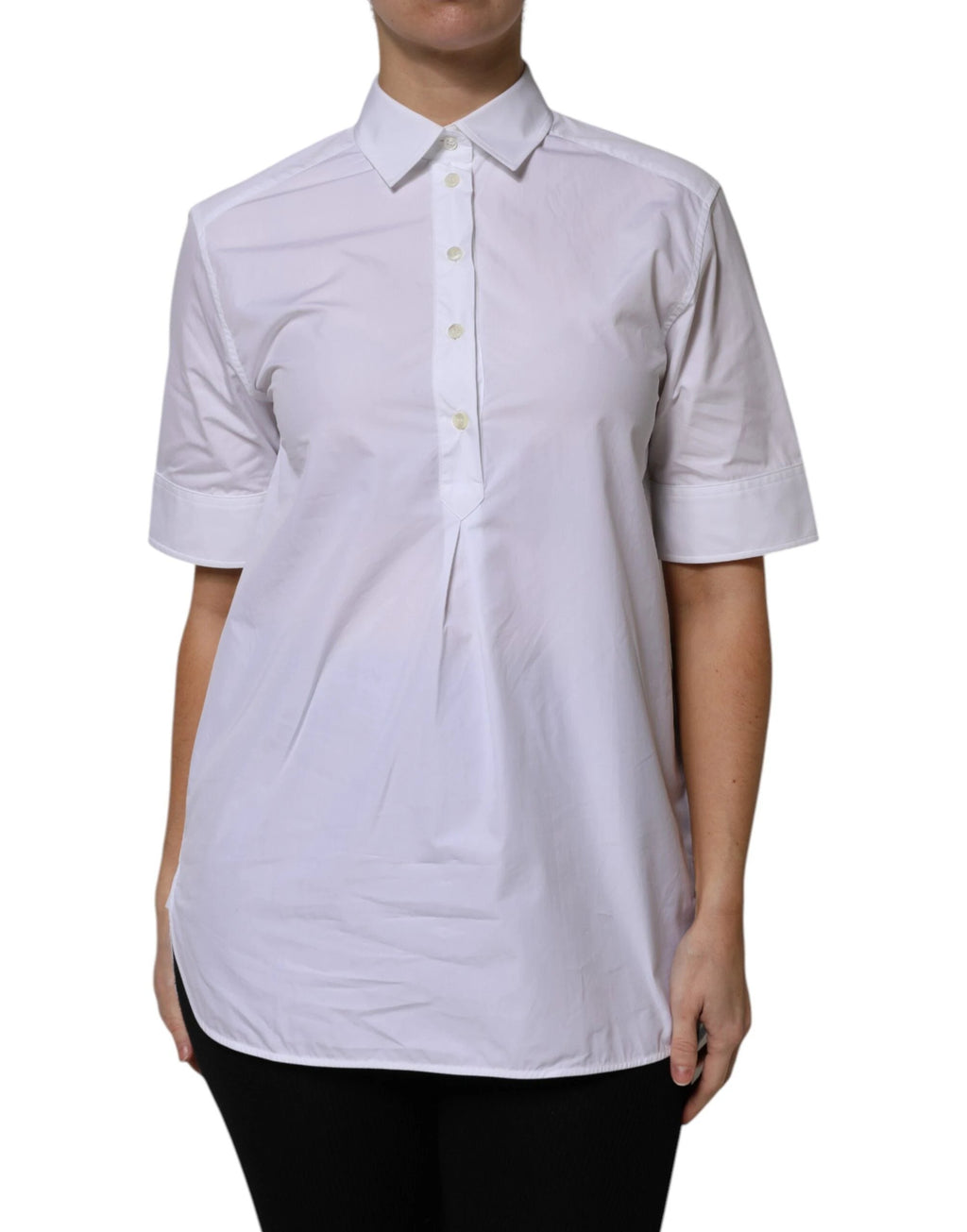 Dolce & Gabbana White Cotton Short Sleeves Collared Polo Top by Dolce & Gabbana