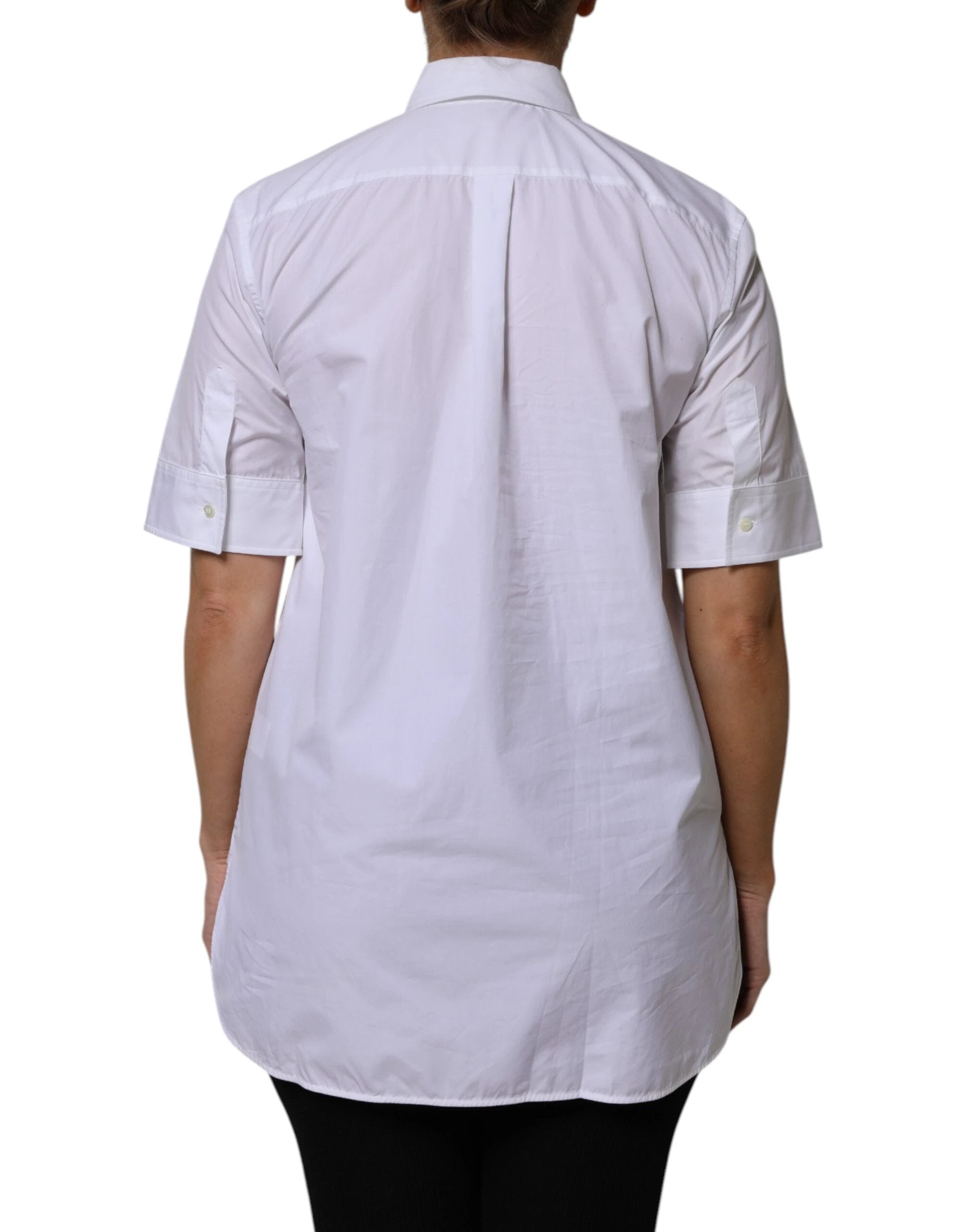 Dolce & Gabbana White Cotton Short Sleeves Collared Polo Top by Dolce & Gabbana