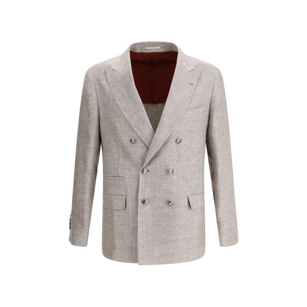 Brunello Cucinelli Light Brown Linen Blazer by Brunello Cucinelli