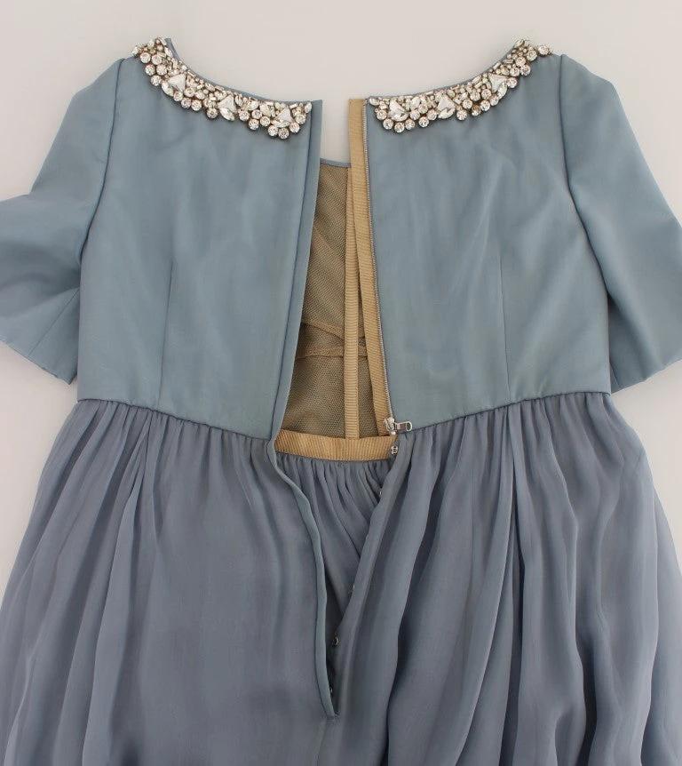 Dolce & Gabbana Blue Silk Crystal Sheath Gown Ball Dress by Dolce & Gabbana