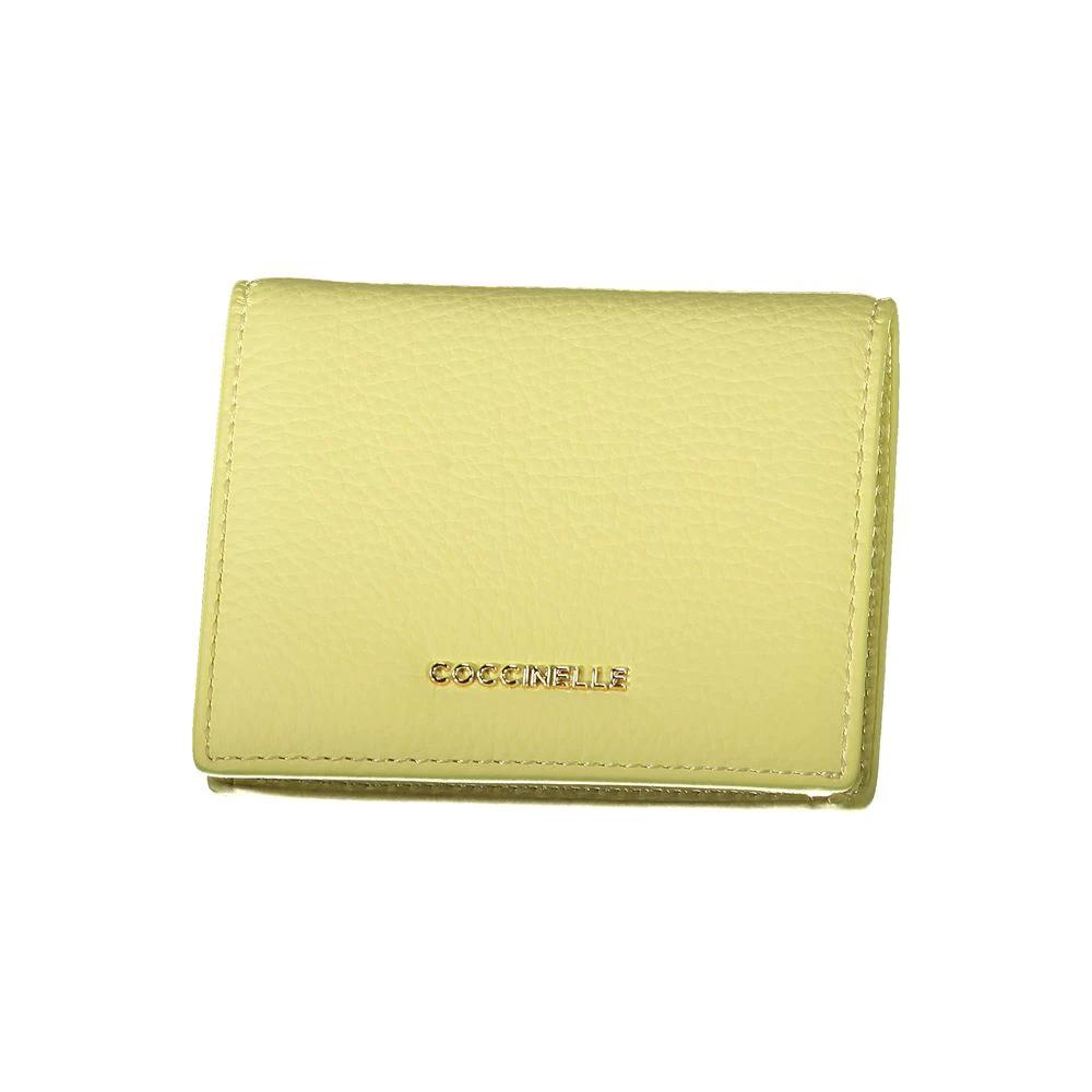 Portefeuille femme en cuir jaune Coccinelle