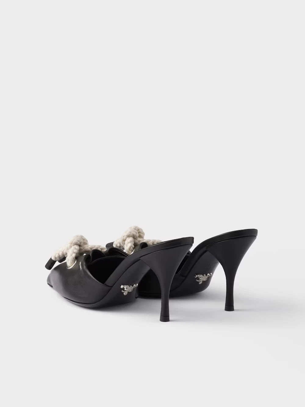 Prada Black Nappa Leather Rope Detail Sandals by Prada