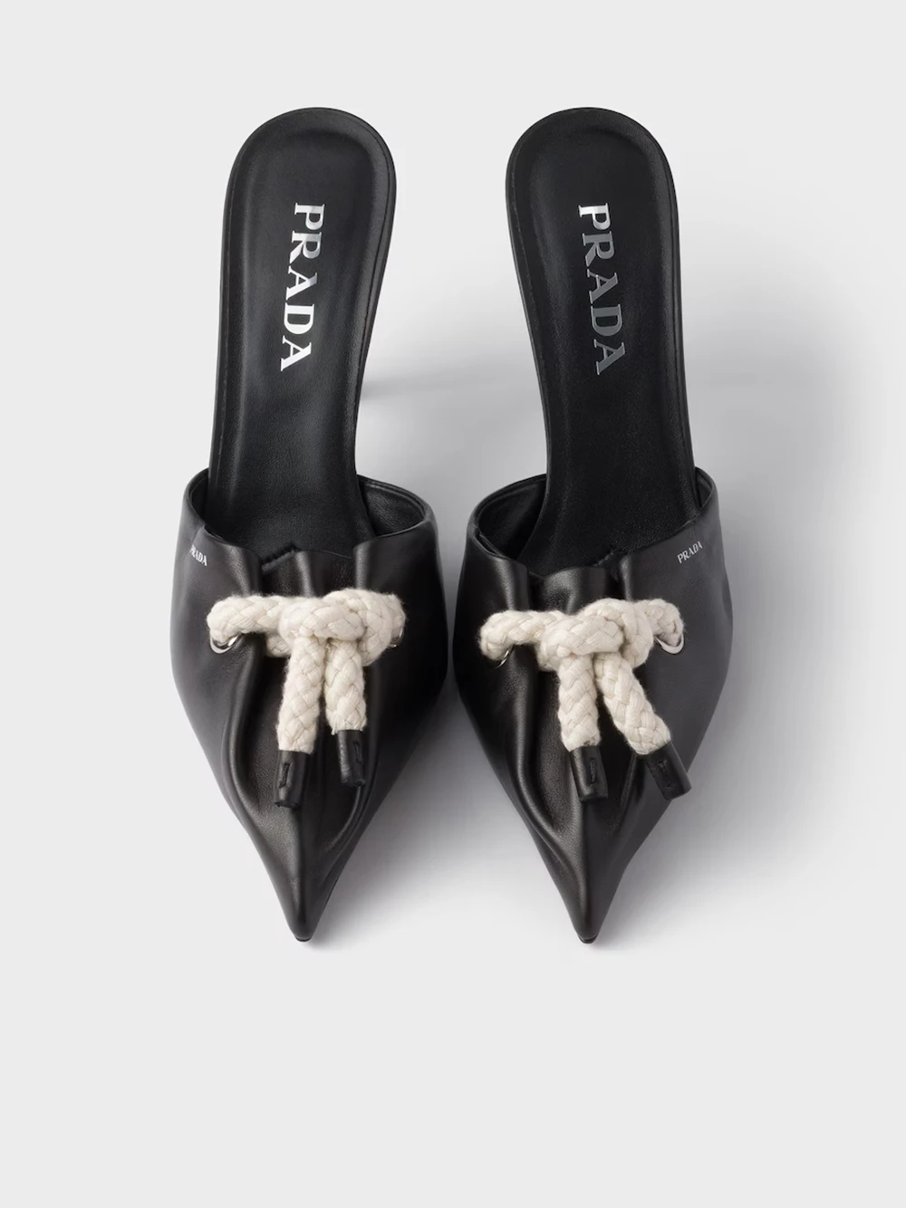 Prada Black Nappa Leather Rope Detail Sandals by Prada
