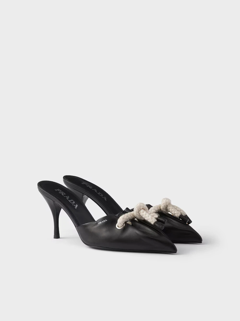 Prada Black Nappa Leather Rope Detail Sandals by Prada