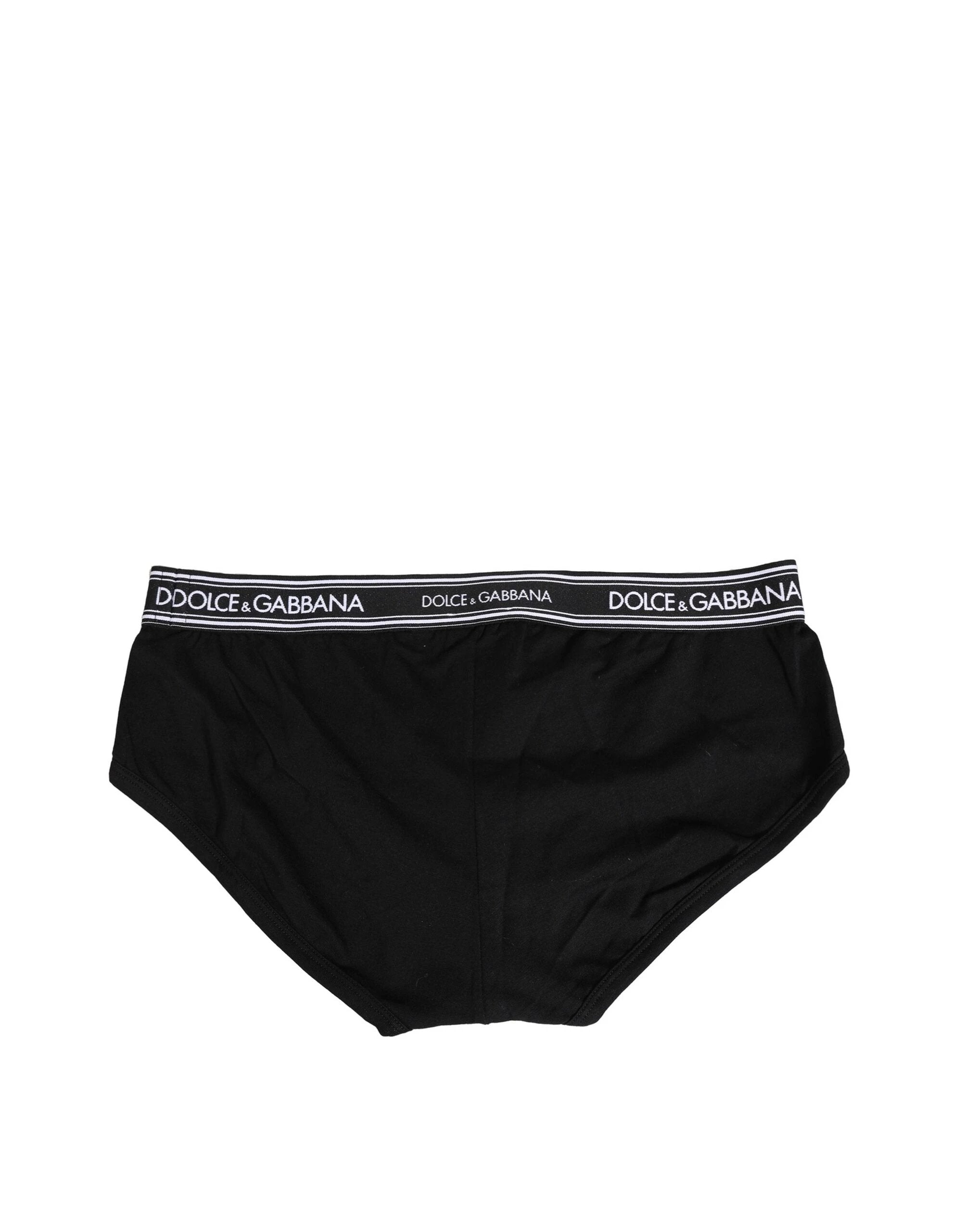 Dolce & Gabbana Black Cotton Stretch Logo Print Brief Underwear by Dolce & Gabbana