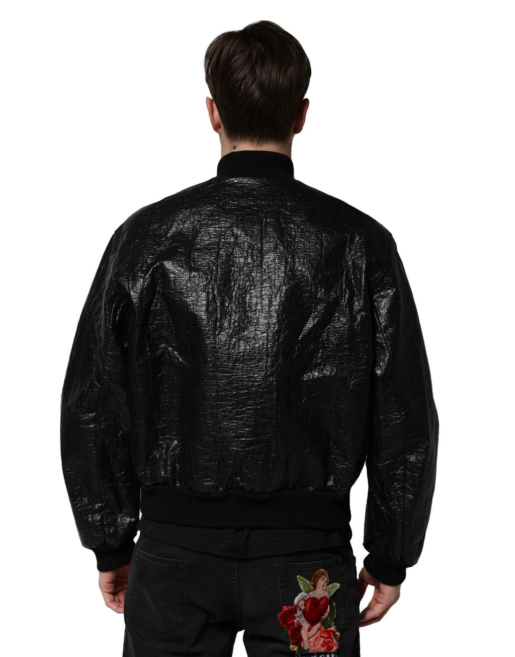 Dolce & Gabbana Black Logo Plaque Bomber Full Zipper Jacket by Dolce & Gabbana