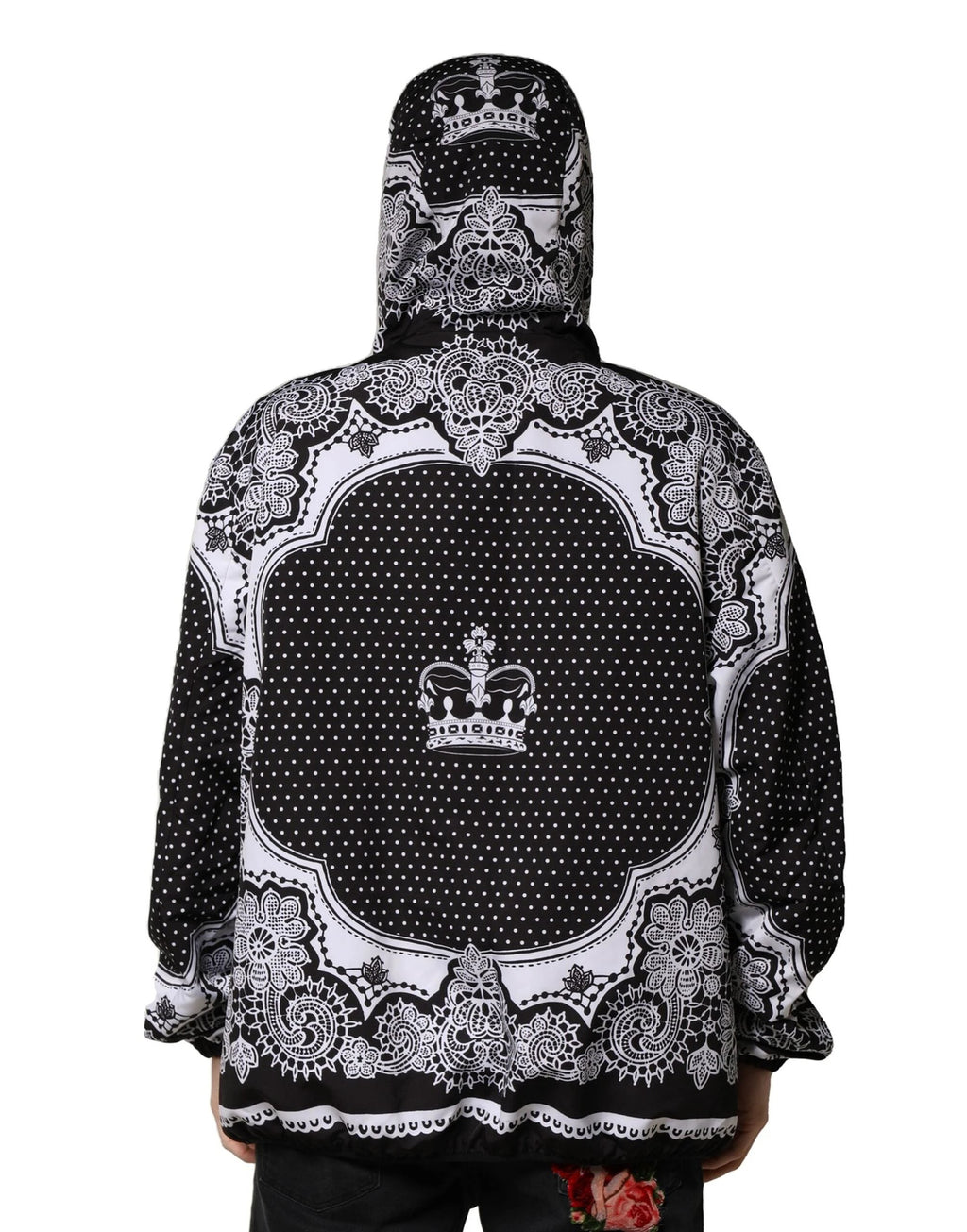 Dolce & Gabbana Black Bandana Print Hooded Bomber Jacket by Dolce & Gabbana