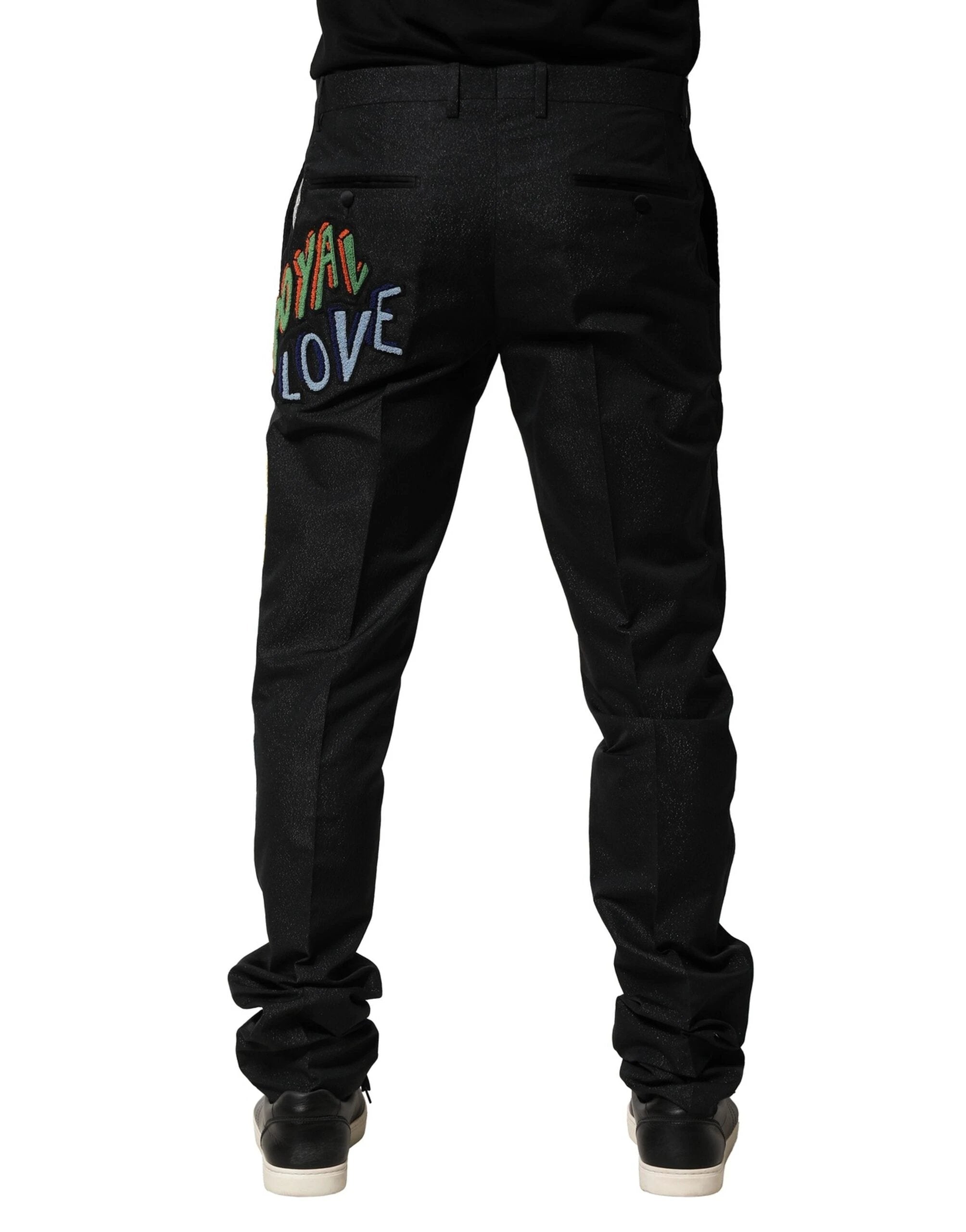 Dolce & Gabbana Black Graphic Embroidery Men Pants by Dolce & Gabbana