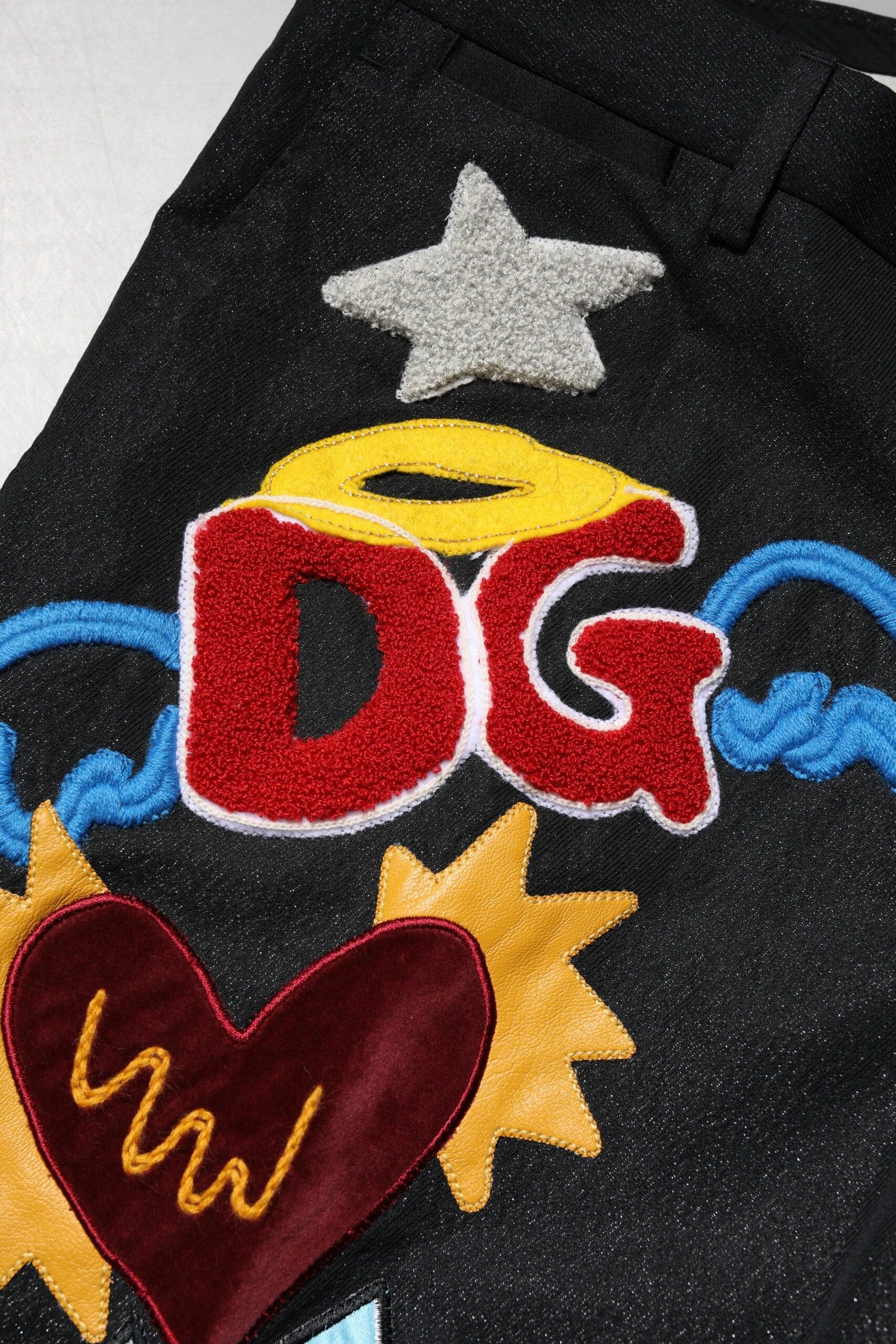 Dolce & Gabbana Black Graphic Embroidery Men Pants by Dolce & Gabbana