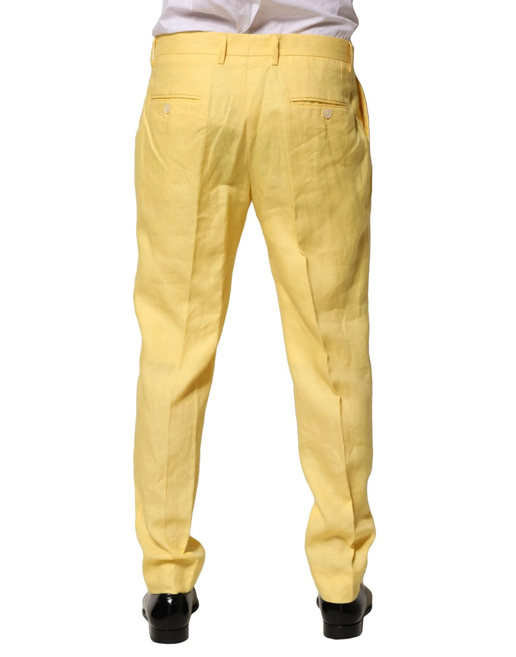 Dolce & Gabbana Yellow Flax Tapered Dress Men Pants by Dolce & Gabbana