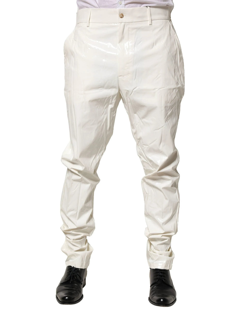 Dolce & Gabbana White Nylon Tapered Dress Men Pants by Dolce & Gabbana