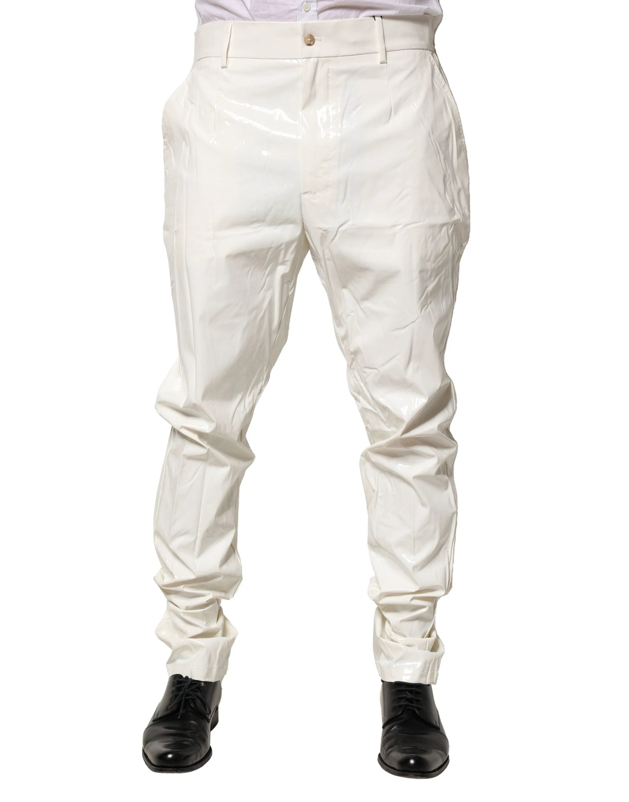 Dolce & Gabbana White Nylon Tapered Dress Men Pants by Dolce & Gabbana