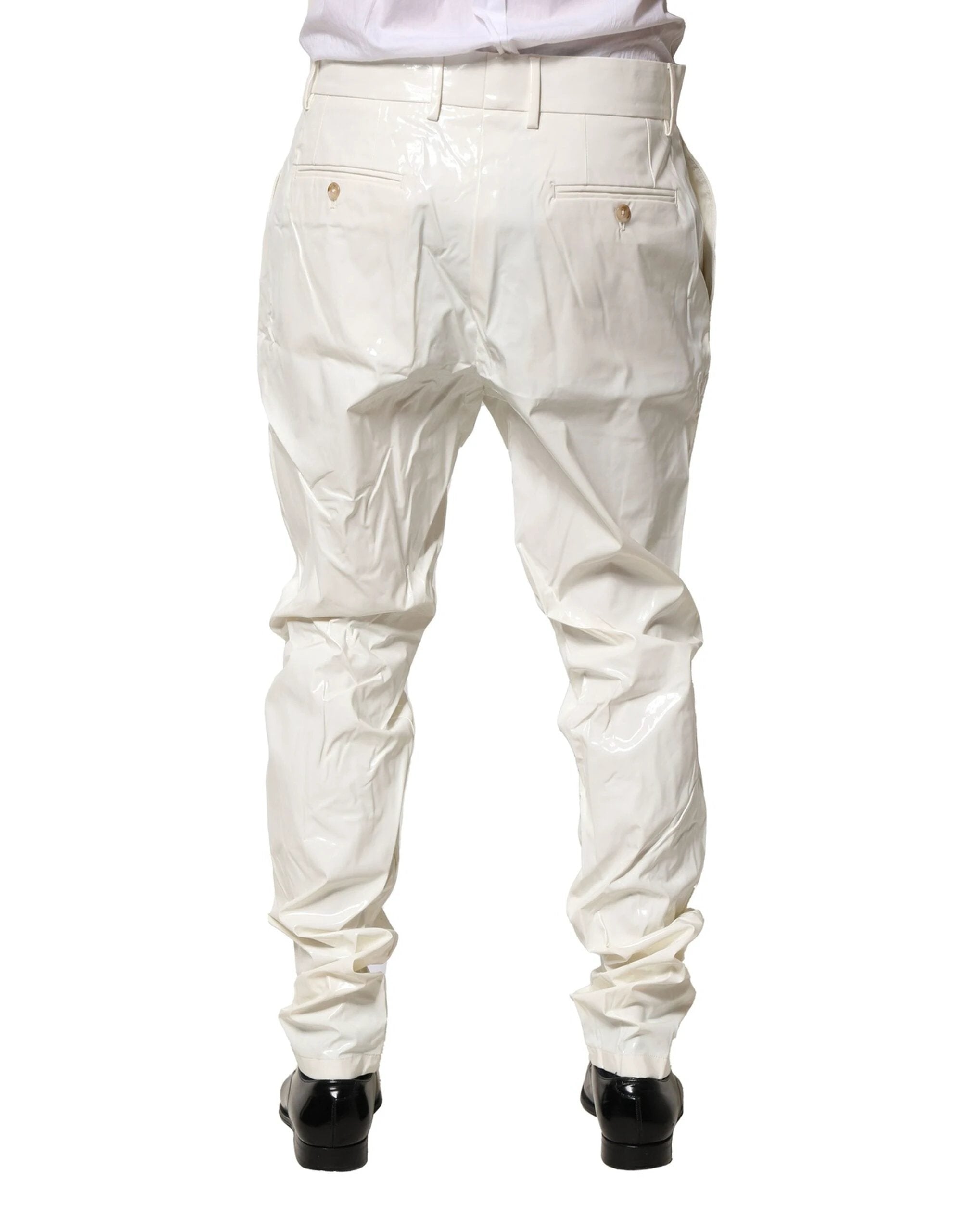Dolce & Gabbana White Nylon Tapered Dress Men Pants by Dolce & Gabbana
