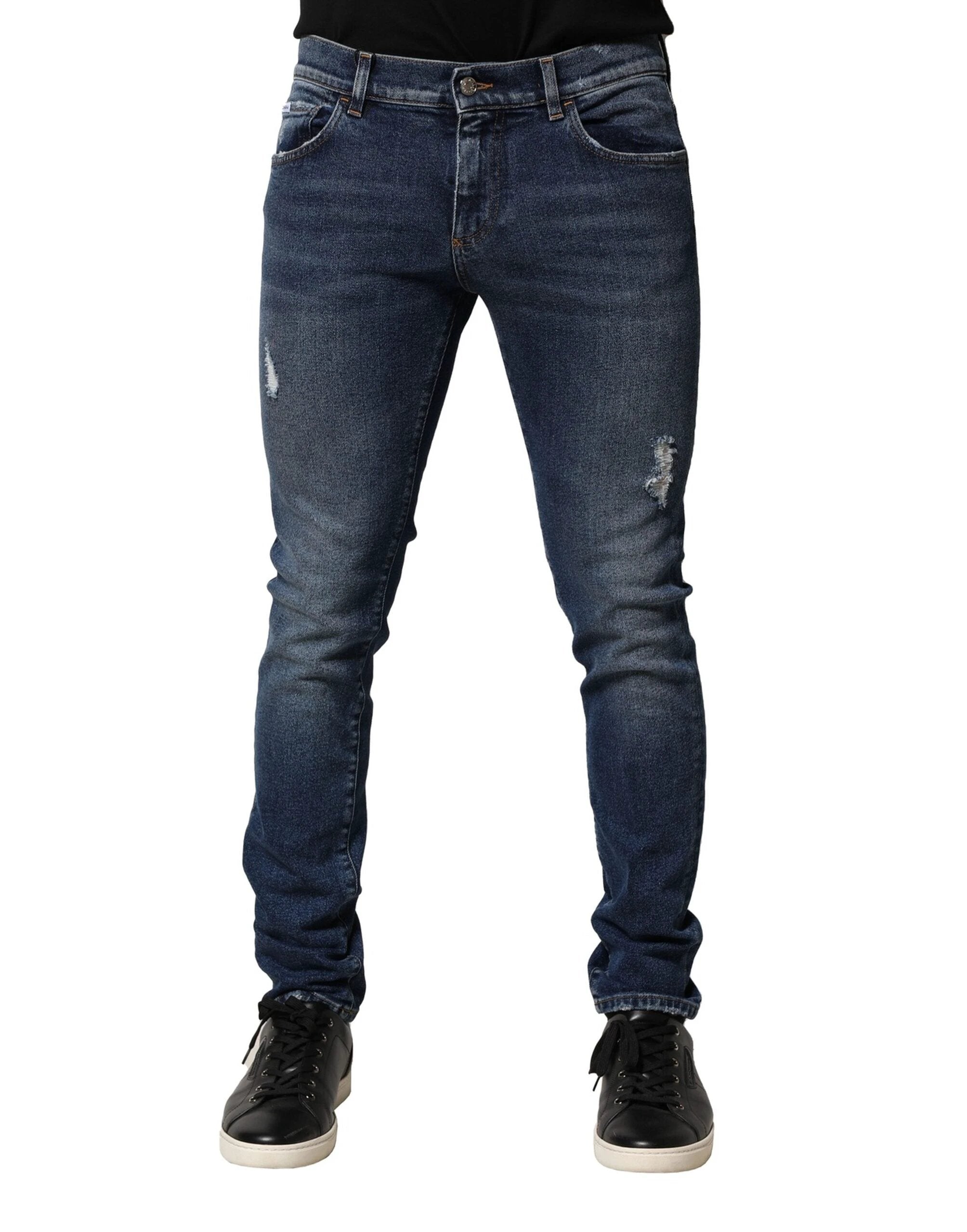 Dolce & Gabbana Blue Washed Skinny Cotton Denim Jeans by Dolce & Gabbana