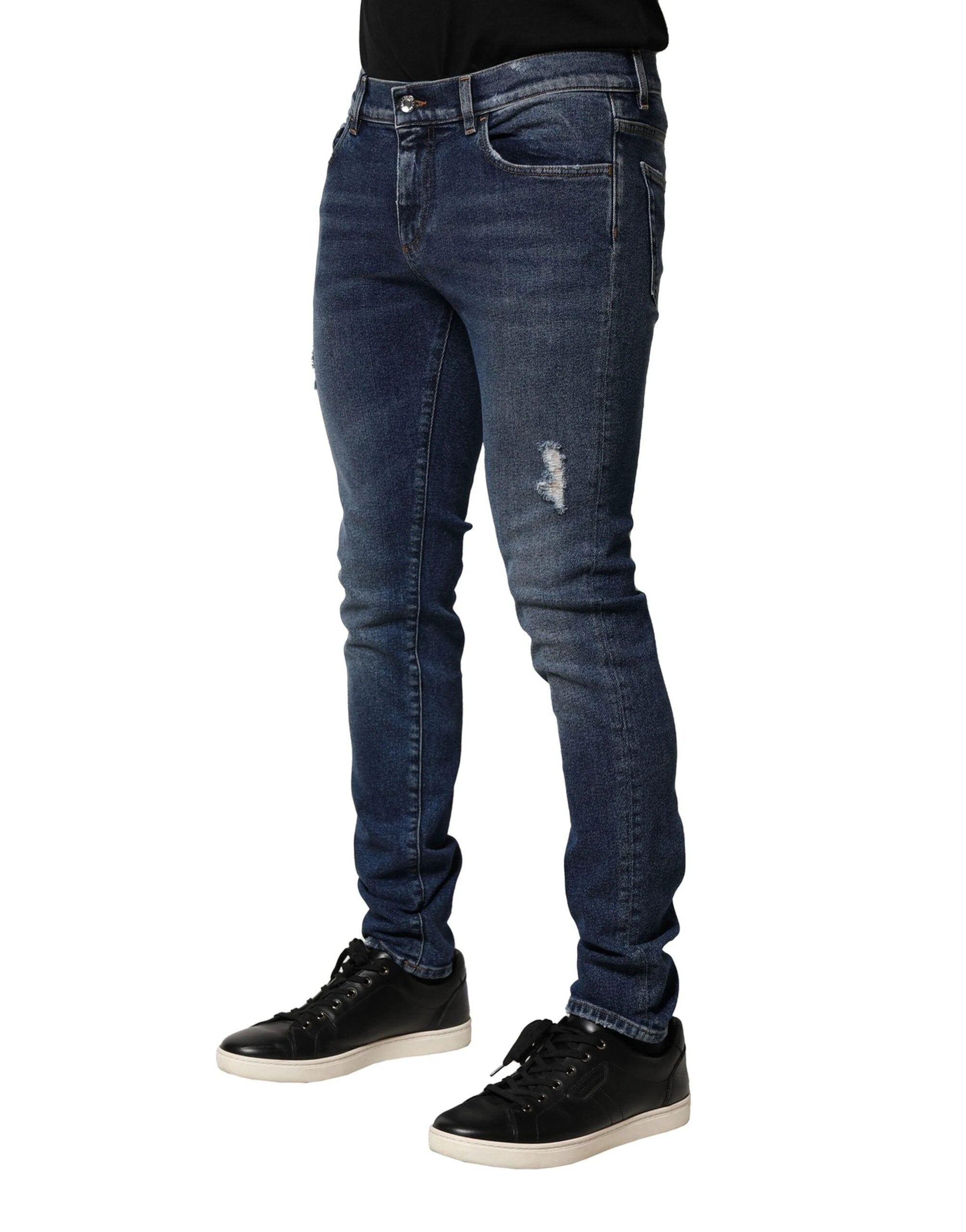 Dolce & Gabbana Blue Washed Skinny Cotton Denim Jeans by Dolce & Gabbana