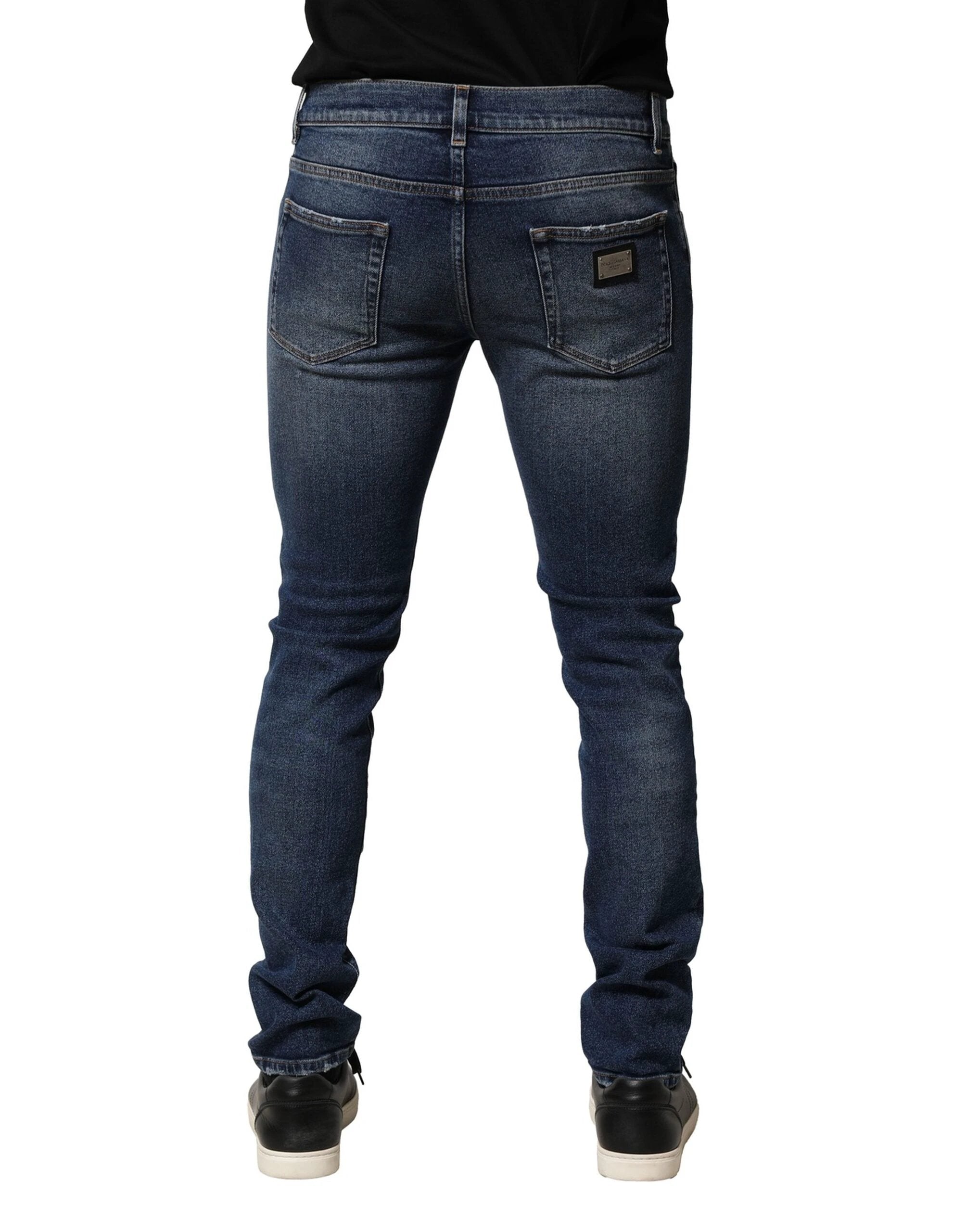 Dolce & Gabbana Blue Washed Skinny Cotton Denim Jeans by Dolce & Gabbana