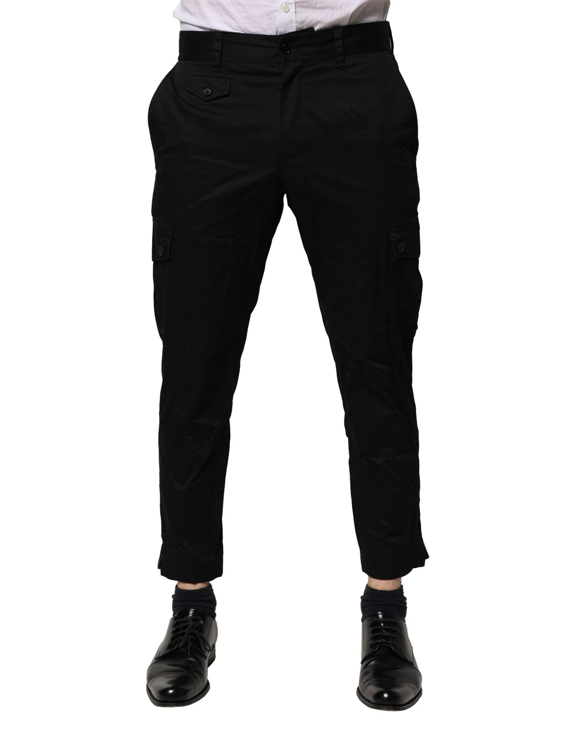 Dolce & Gabbana Black Cotton Dress Slim Formal Pants by Dolce & Gabbana