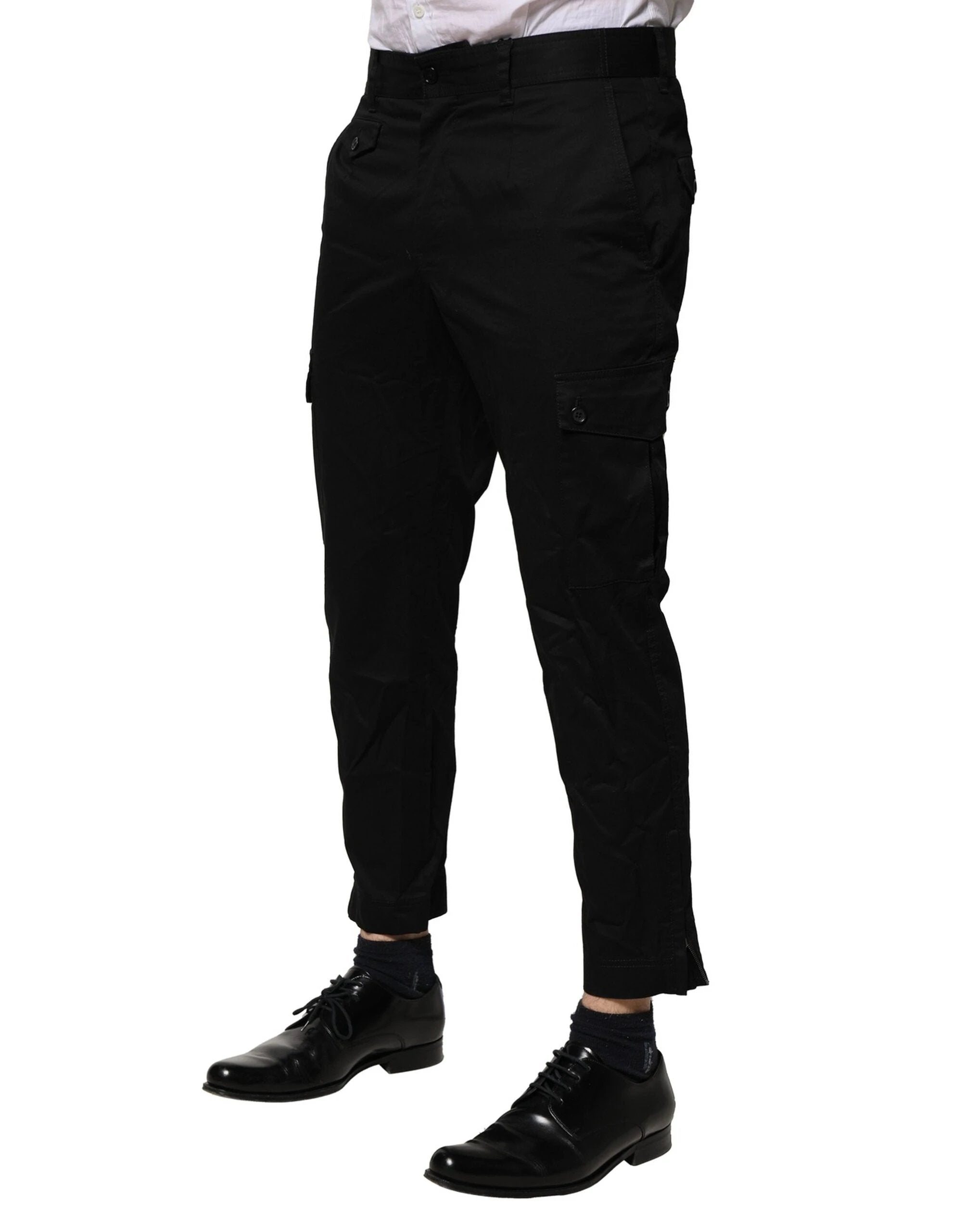 Dolce & Gabbana Black Cotton Dress Slim Formal Pants by Dolce & Gabbana
