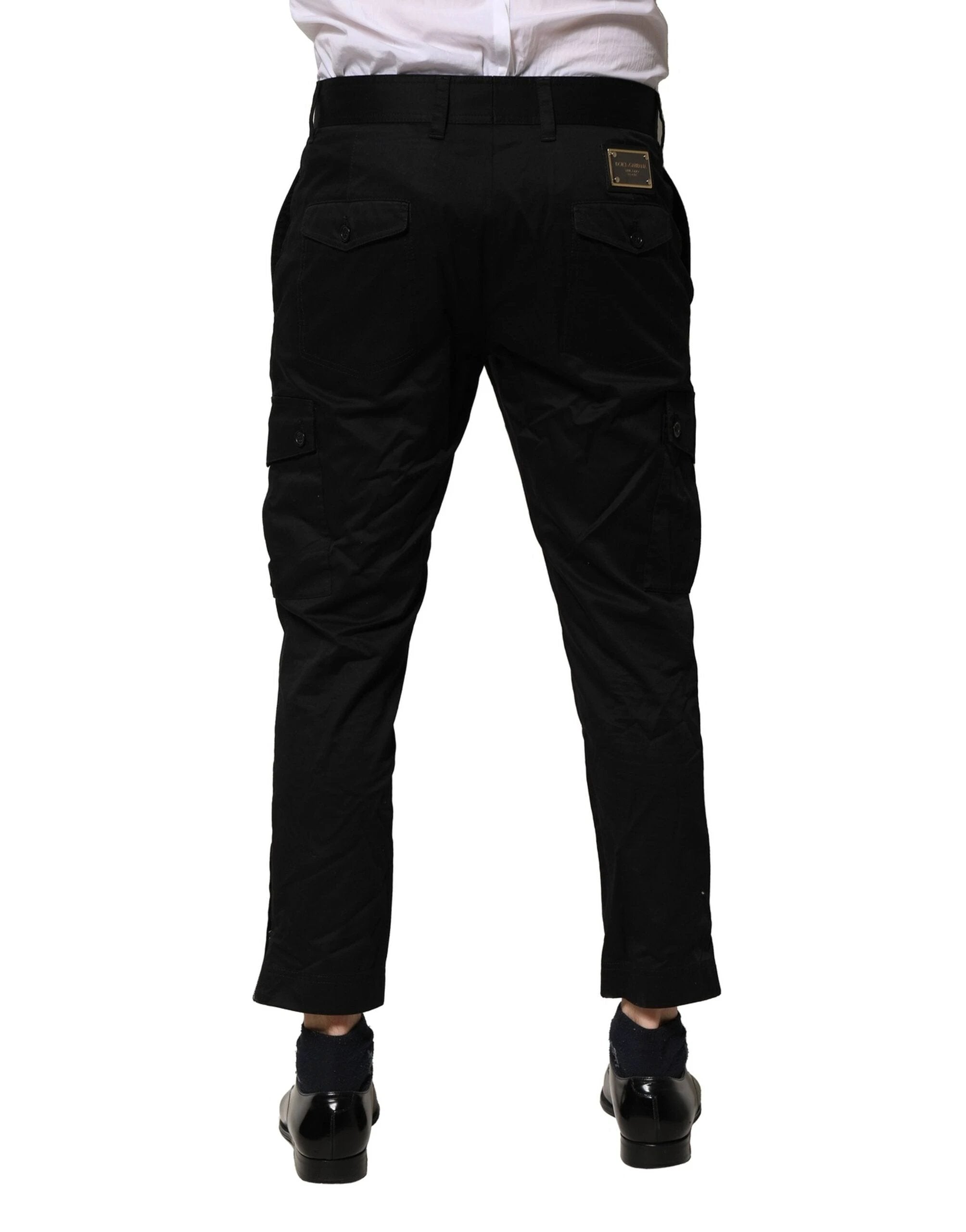 Dolce & Gabbana Black Cotton Dress Slim Formal Pants by Dolce & Gabbana