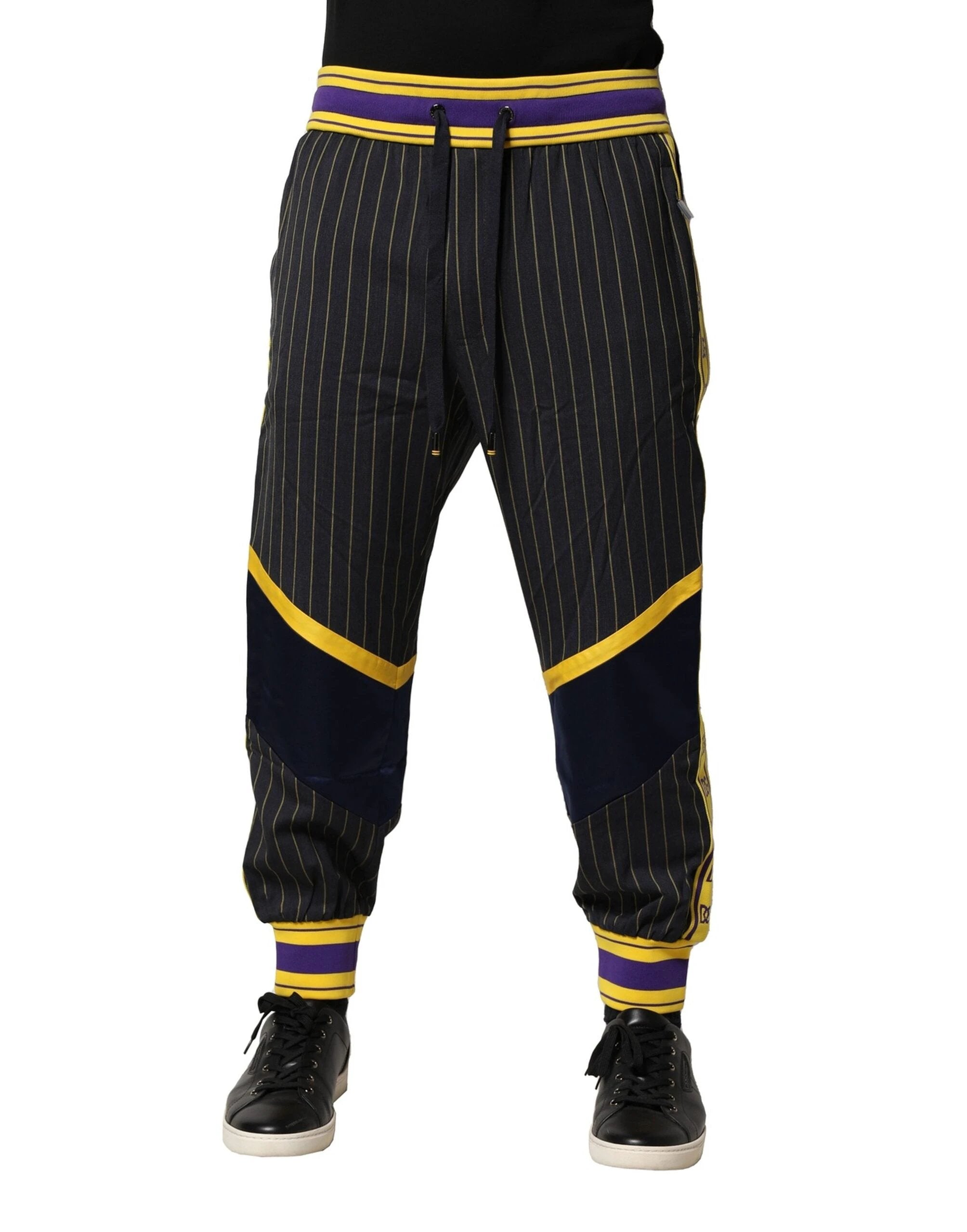 Dolce & Gabbana Multicolor Stripes Wool Jogger Pants by Dolce & Gabbana