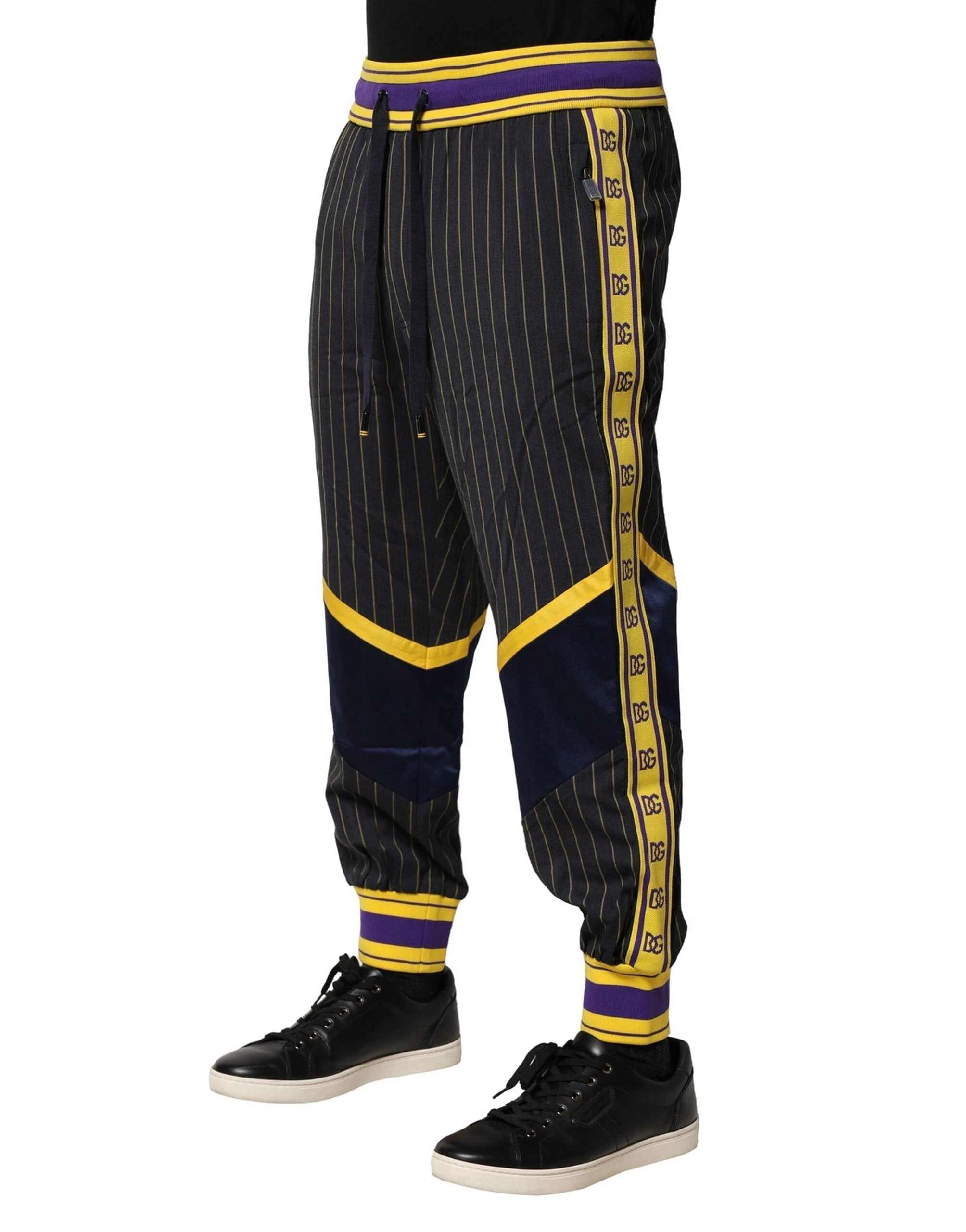 Dolce & Gabbana Multicolor Stripes Wool Jogger Pants by Dolce & Gabbana