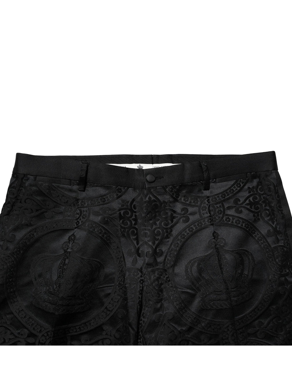Dolce & Gabbana Black Cotton DG Crown Dress Pants by Dolce & Gabbana
