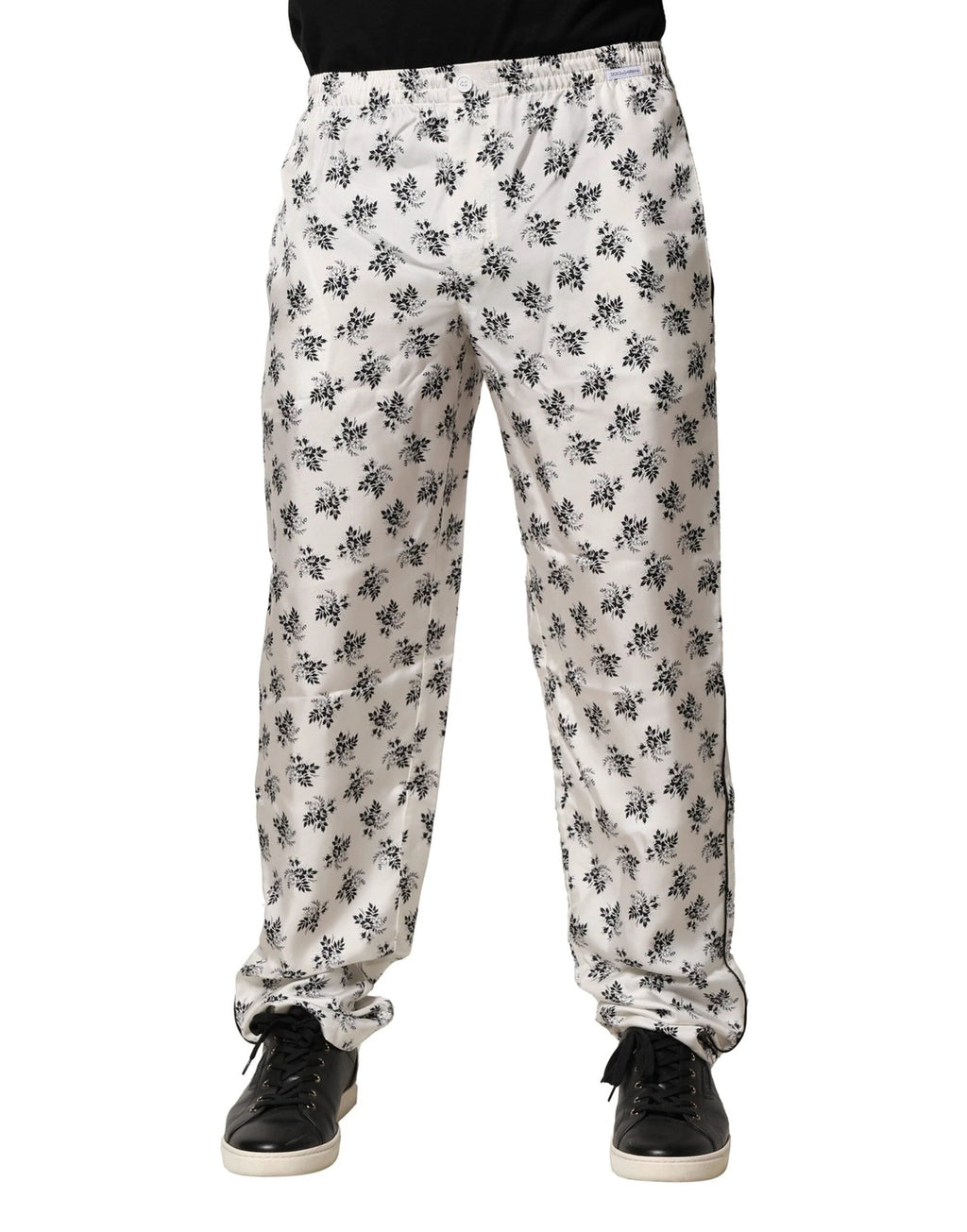 Dolce & Gabbana White Floral Silk Casual Lounge Pants by Dolce & Gabbana