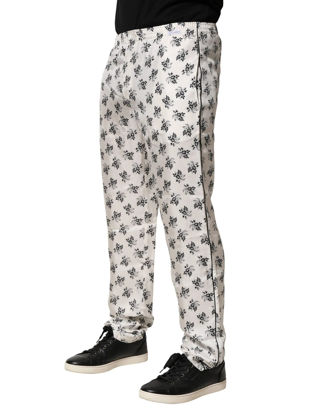 Dolce & Gabbana White Floral Silk Casual Lounge Pants by Dolce & Gabbana