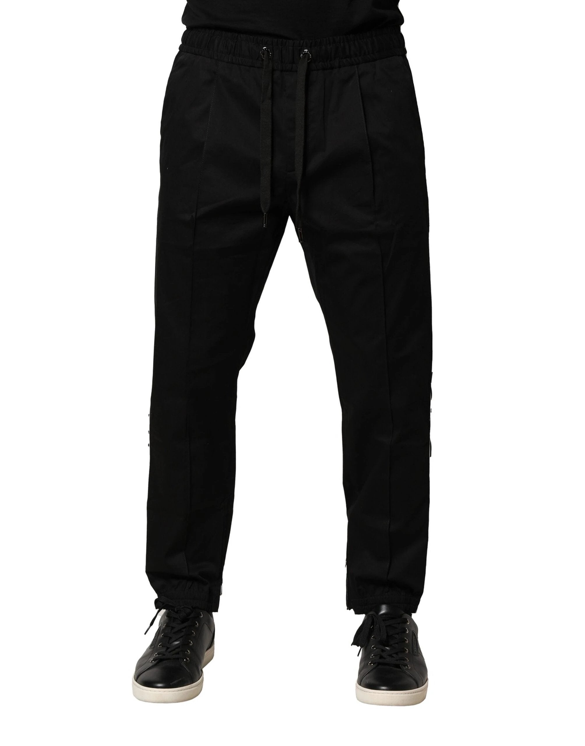 Dolce & Gabbana Black Cotton Mid Waist Jogger Pants by Dolce & Gabbana