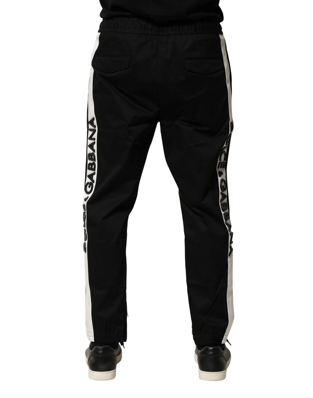 Dolce & Gabbana Black Cotton Mid Waist Jogger Pants by Dolce & Gabbana