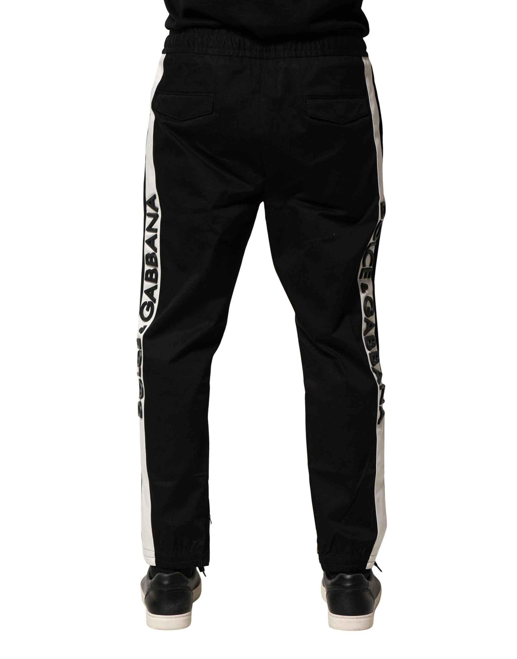 Dolce & Gabbana Black Cotton Mid Waist Jogger Pants by Dolce & Gabbana