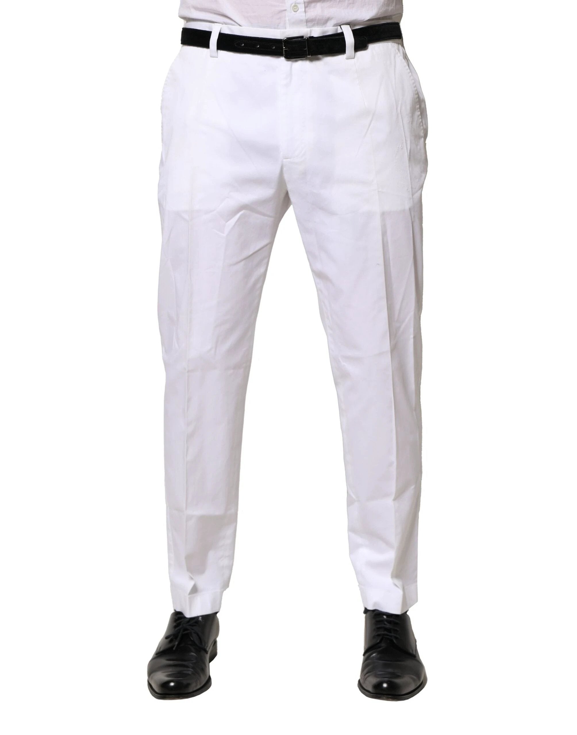 Dolce & Gabbana White Cotton Dress Slim Formal Pants by Dolce & Gabbana
