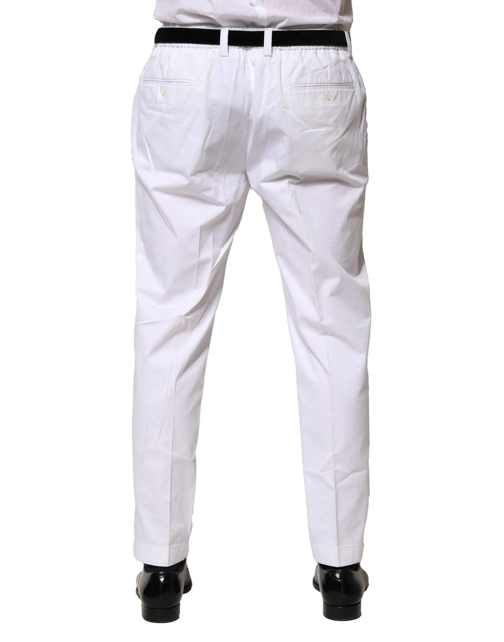 Dolce & Gabbana White Cotton Dress Slim Formal Pants by Dolce & Gabbana