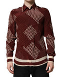 Dolce & Gabbana Maroon Dotted Silk Long Sleeve Casual Shirt by Dolce & Gabbana